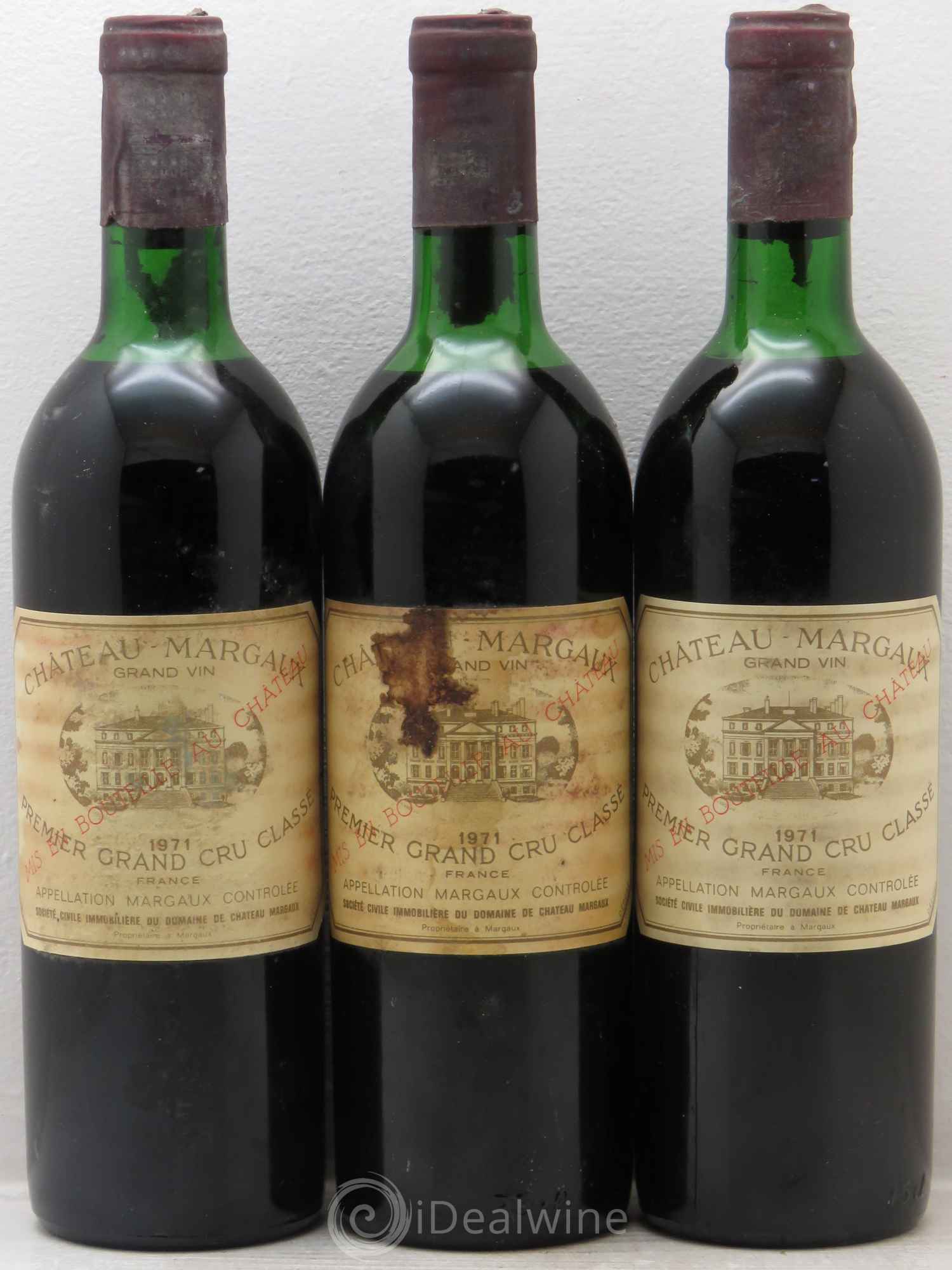 Château Margaux 1er Grand Cru Classé 1971 - Lot de 3 bouteilles - 0