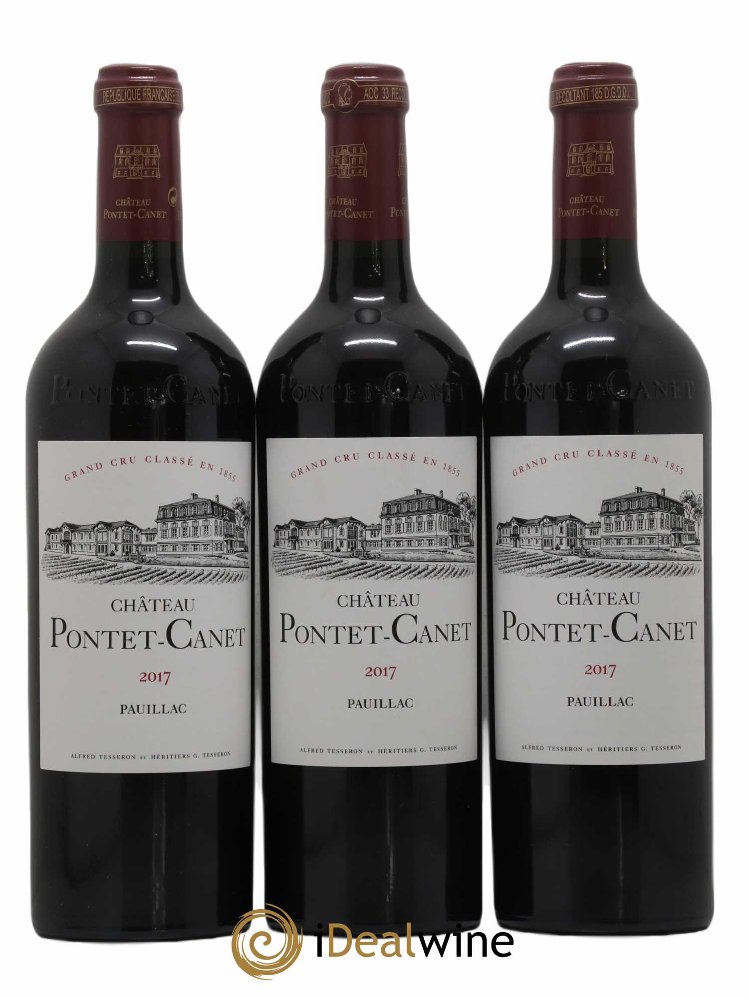 Château Pontet Canet 5ème Grand Cru Classé 2017 - Lot de 3 bouteilles - 0