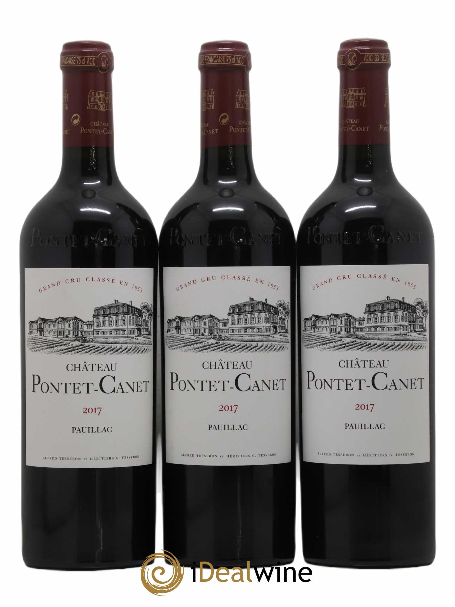 Château Pontet Canet 5ème Grand Cru Classé 2017 - Lot de 3 bouteilles - 0