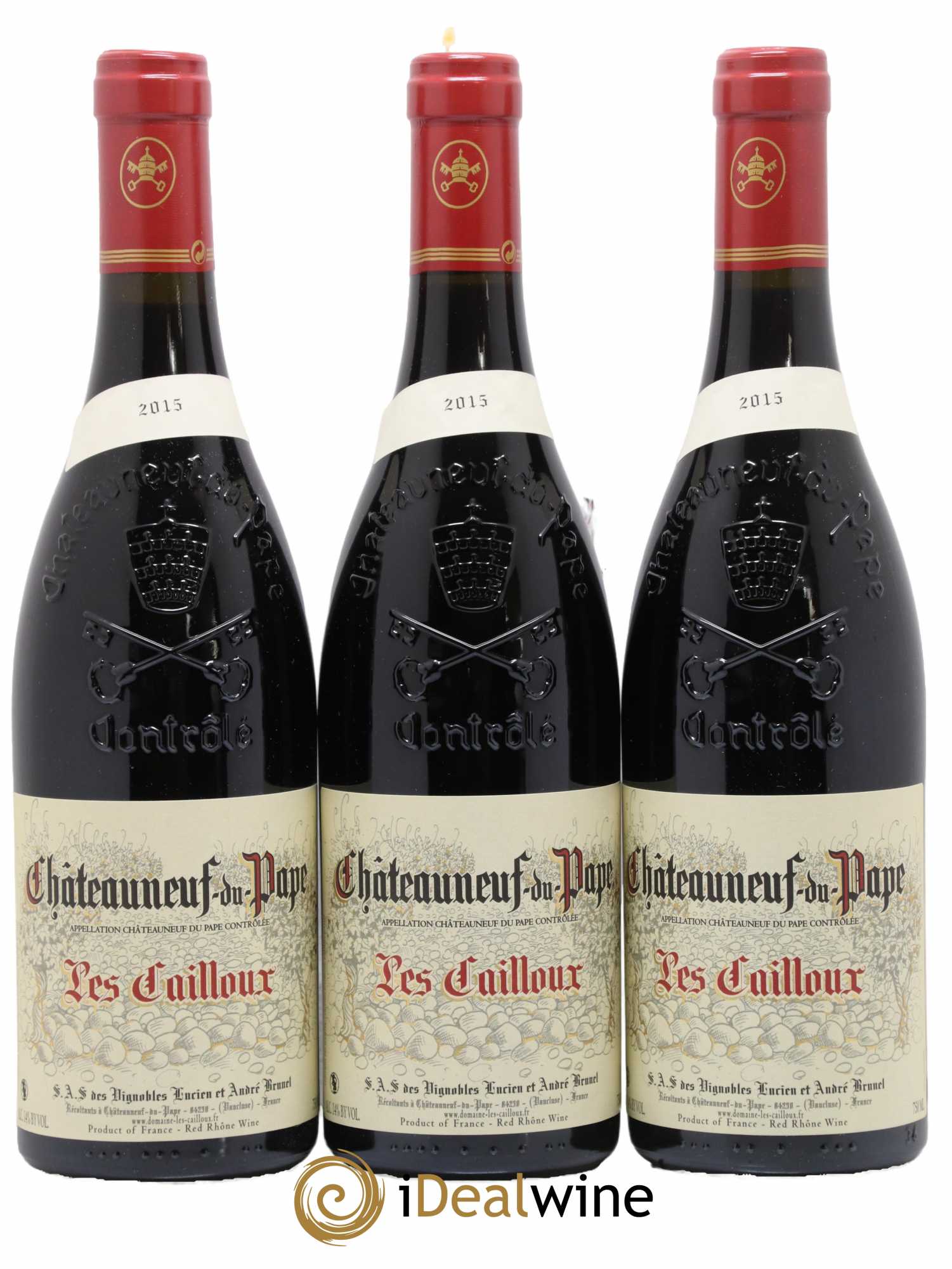 Châteauneuf-du-Pape Les Cailloux André Brunel 2015 - Lot de 3 bouteilles - 0