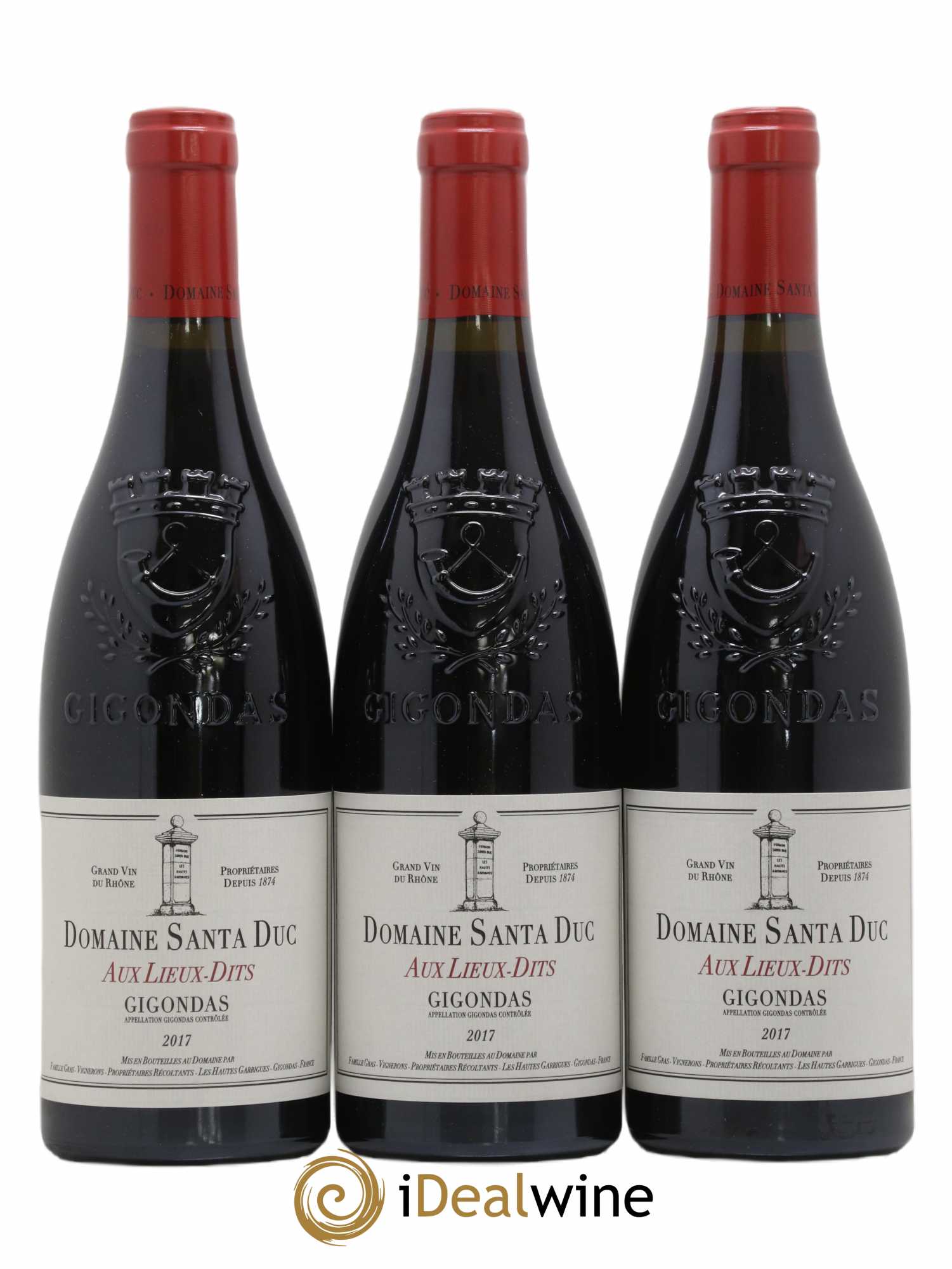 Gigondas Santa Duc (Domaine) Aux Lieux dits Famille Gras (sans prix de réserve) 2017 - Lot de 3 bouteilles - 0