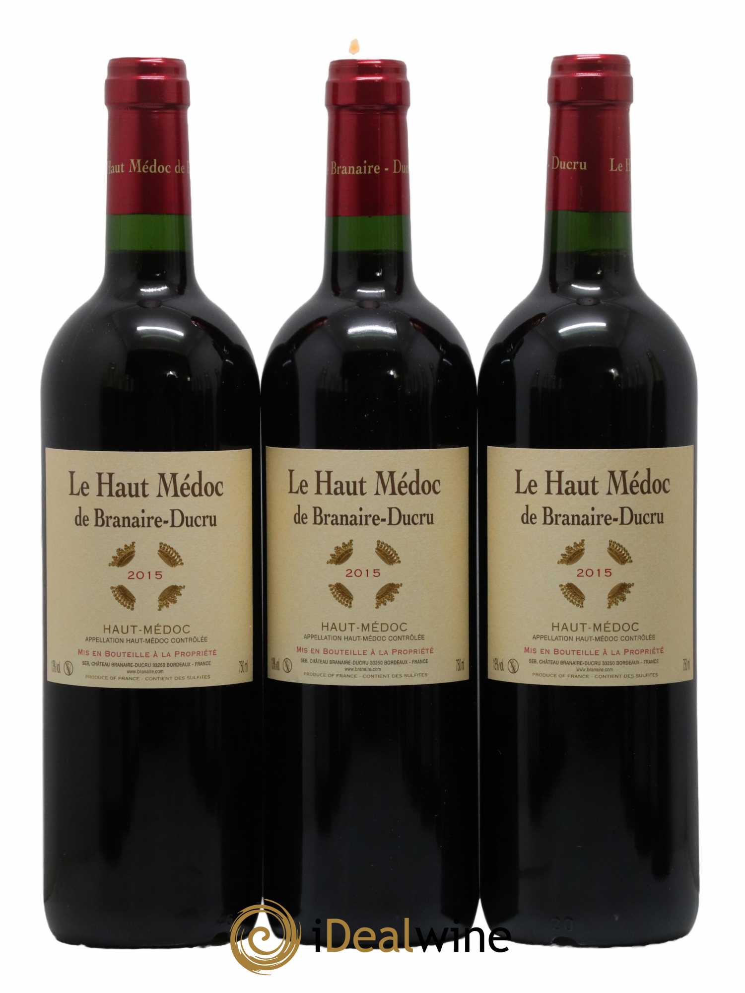Haut Médoc Haut Médoc De Branaire Ducru 2015 - Lotto di 3 bottiglie - 0