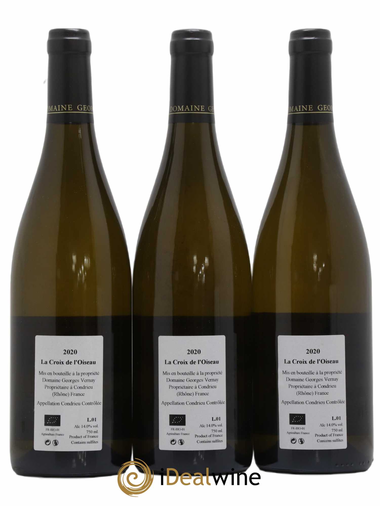 Condrieu La Croix De L'Oiseau Georges Vernay (sans prix de réserve) 2020 - Lot de 3 bouteilles - 1