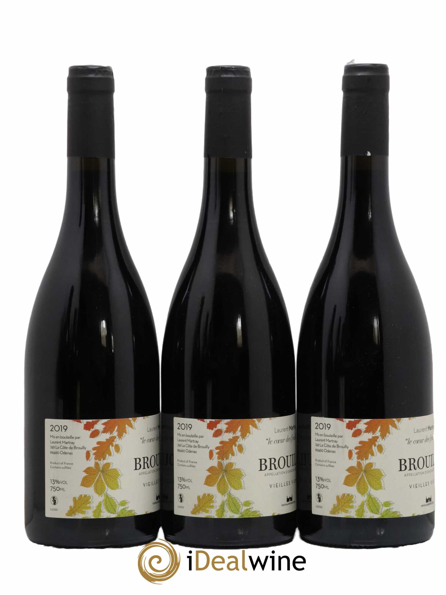Brouilly Le Coeur des Feuillées Vieilles Vignes Domaine Laurent Martray 2019 - Lot de 3 bouteilles - 1