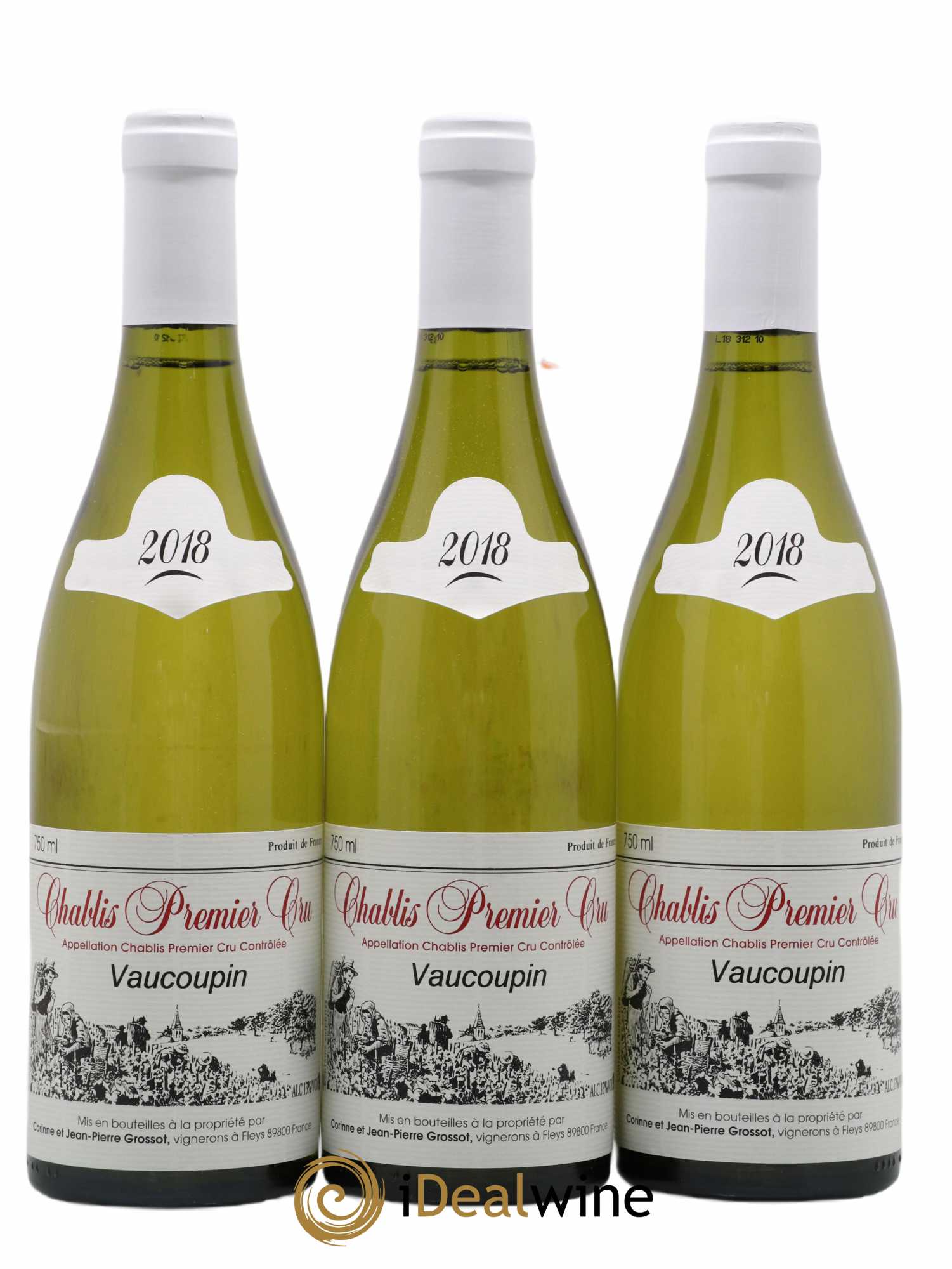 Chablis 1er Cru Vaucoupin Domaine Grossot 2018 - Posten von 3 Flaschen - 0