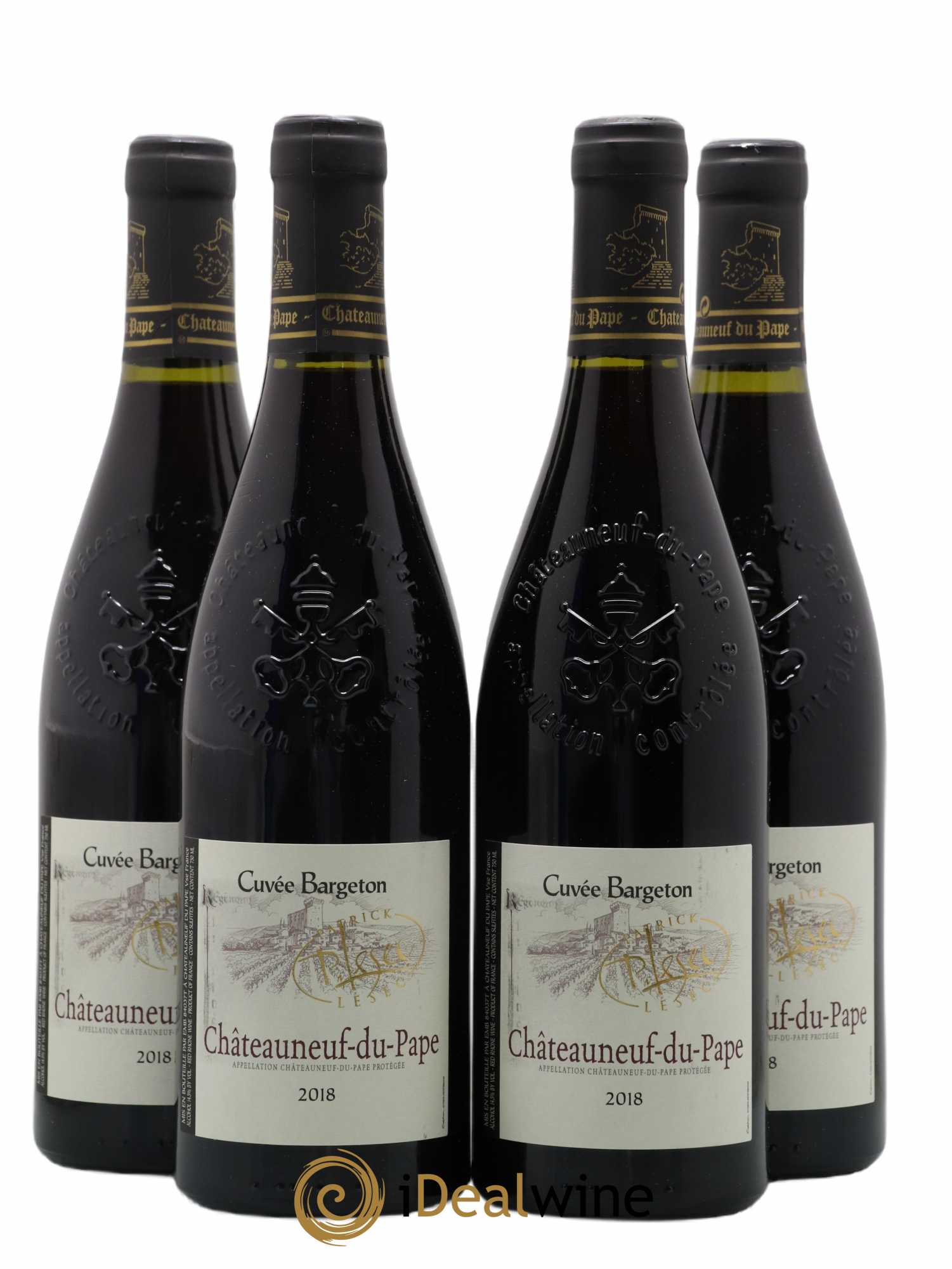 Châteauneuf-du-Pape Cuvee Bargeton Patrick Lesec (sans prix de réserve) 2018 - Lot de 4 bouteilles - 0
