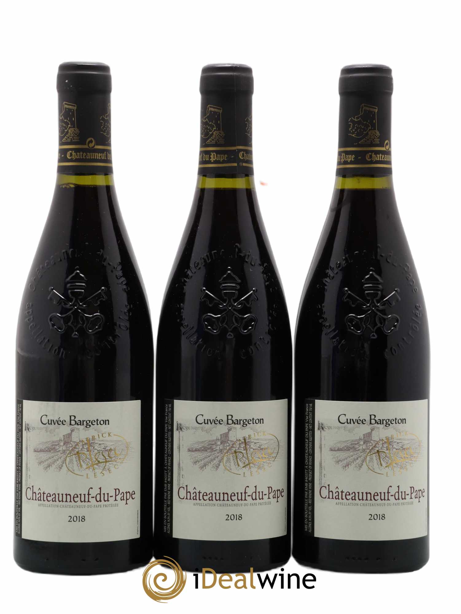 Châteauneuf-du-Pape Cuvee Bargeton Patrick Lesec (sans prix de réserve) 2018 - Lot de 3 bouteilles - 0