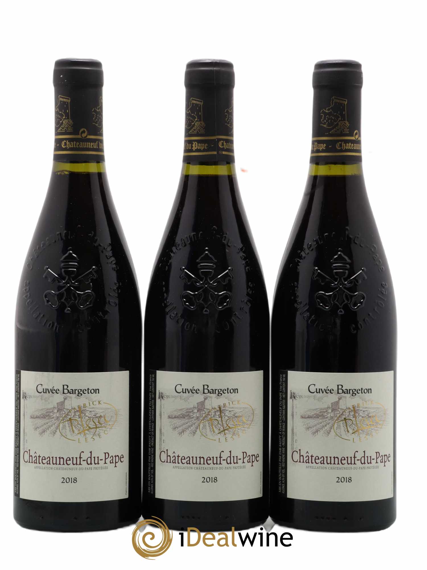 Châteauneuf-du-Pape Cuvee Bargeton Patrick Lesec 2018 - Lot de 3 bouteilles - 0