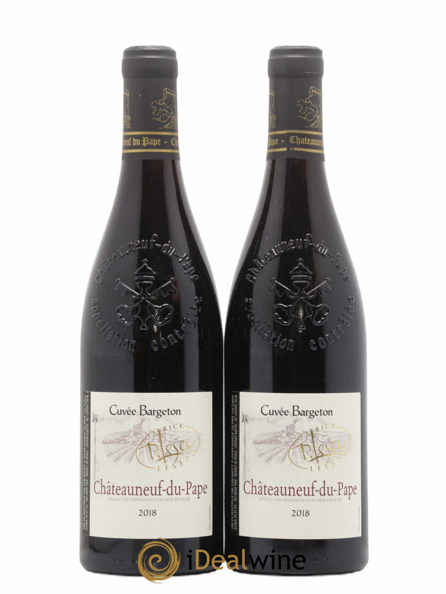 Châteauneuf-du-Pape Patrick Lesec Cuvee Bargeton (sans prix de réserve) 2018 - Lot de 2 bouteilles - 0