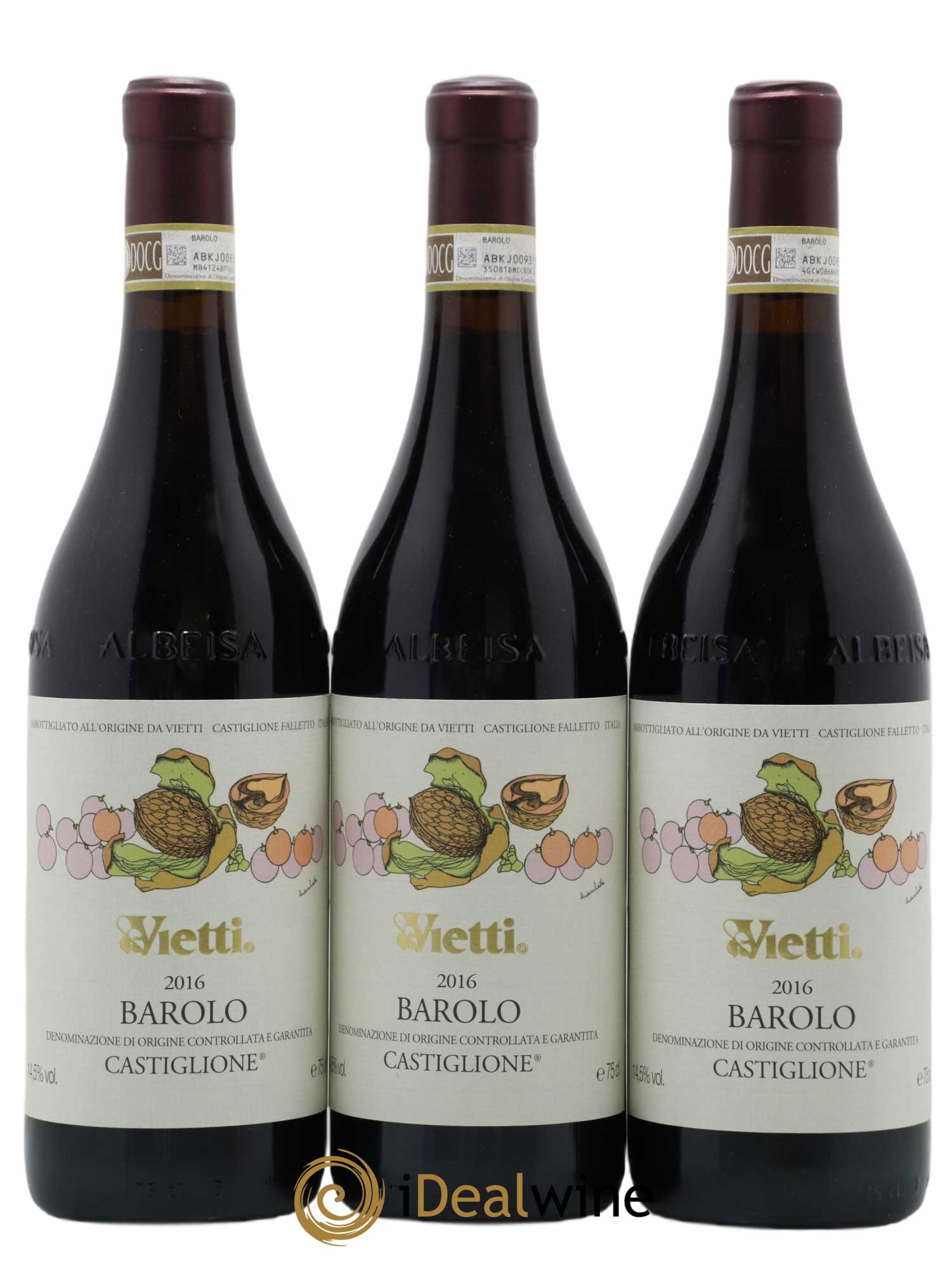 Barolo DOCG Castiglione Vietti 2016 - Lot de 3 bouteilles - 0