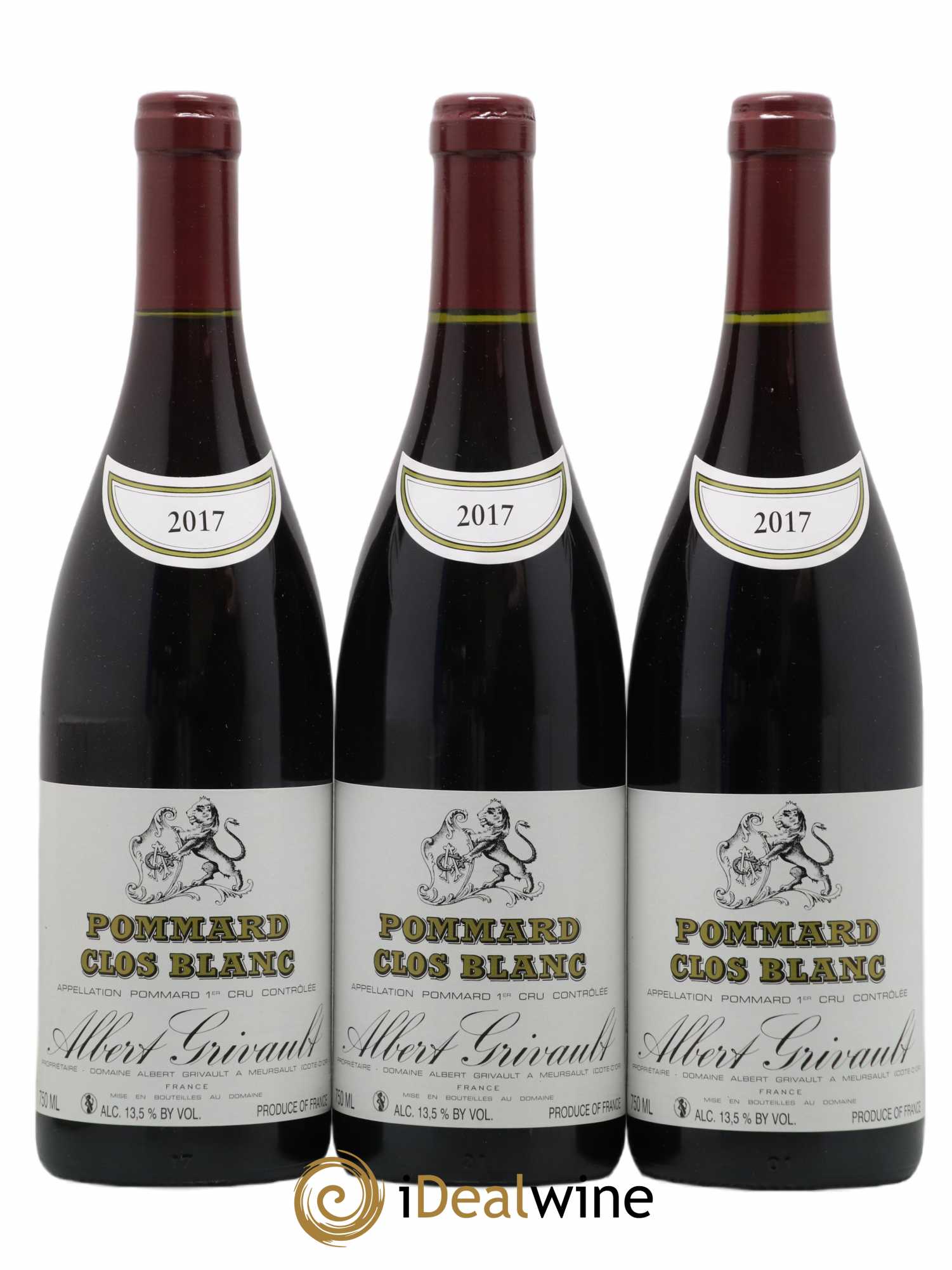 Pommard 1er Cru Clos Blanc Albert Grivault 2017 - Lot de 3 bouteilles - 0