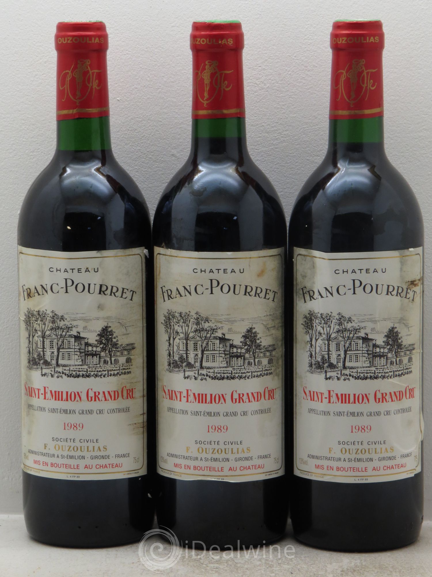 Saint-Émilion Château Franc Pourret 1989 - Lot de 3 bouteilles - 0
