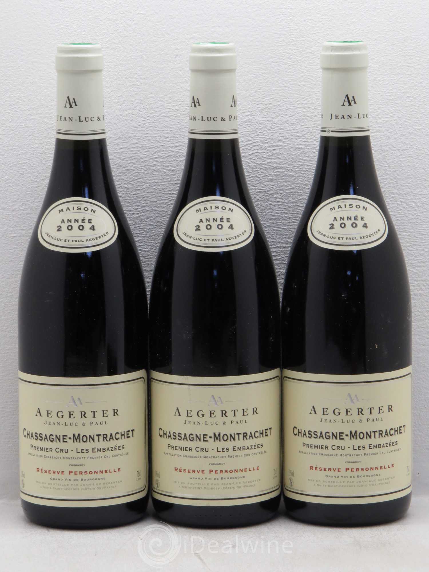 Chassagne-Montrachet 1er Cru Aegerter Les Embazees réserve personnelle 2004 - Posten von 6 Flaschen - 1