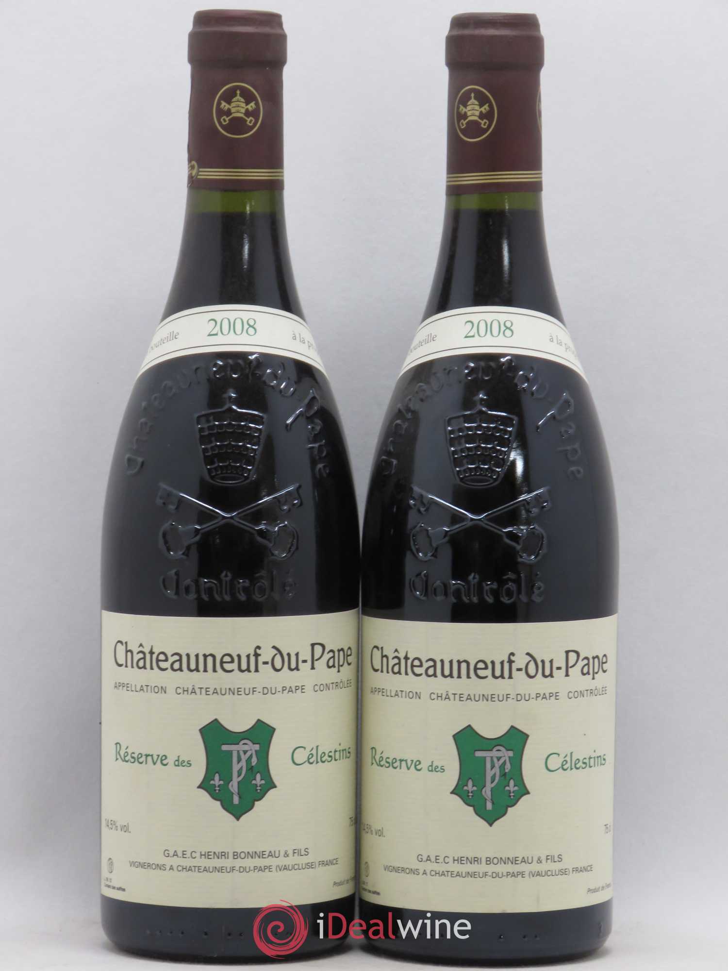 Châteauneuf-du-Pape Réserve des Célestins Henri Bonneau & Fils 2008 - Lot de 2 bouteilles - 0