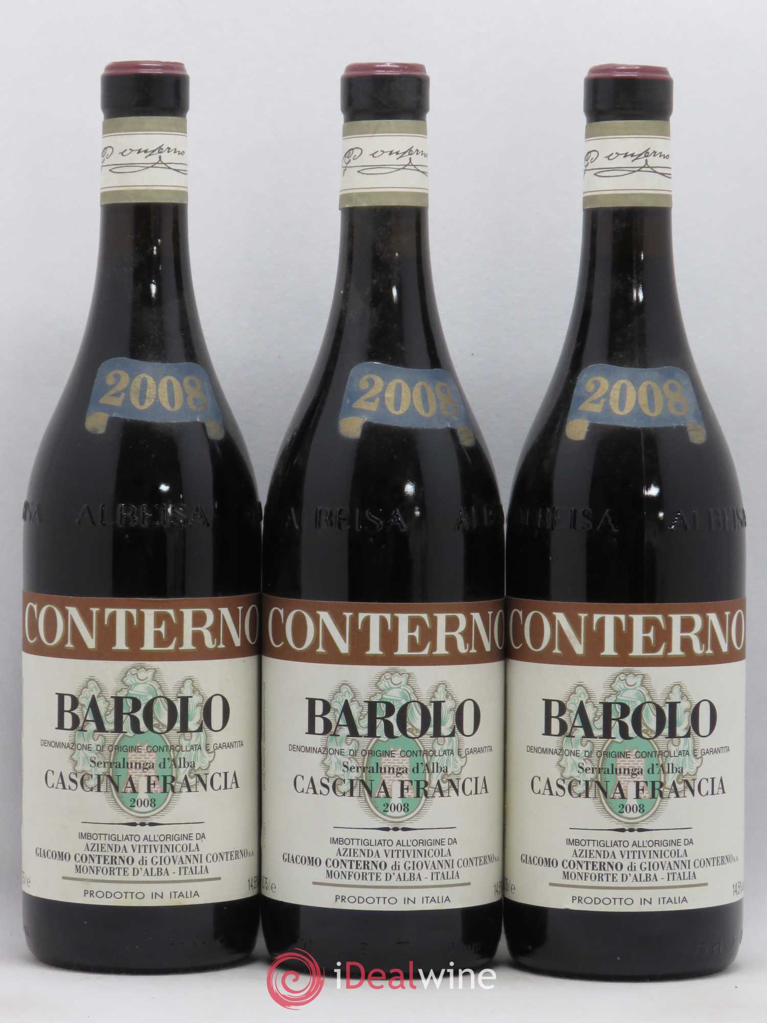 Barolo DOCG Cascina Francia Giacomo Conterno 2008 - Lot de 3 bouteilles - 0