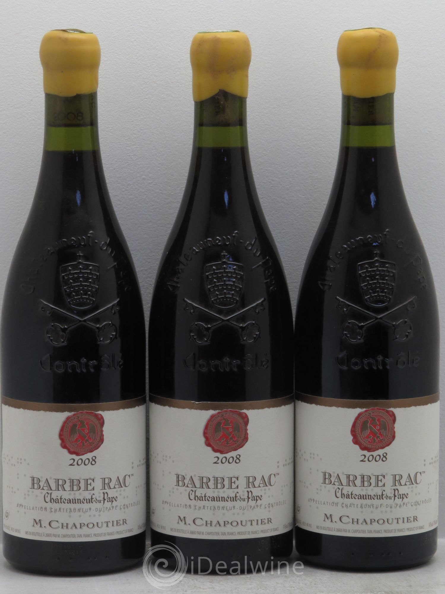 Châteauneuf-du-Pape Barbe Rac Chapoutier 2008 - Lot de 3 bouteilles - 0