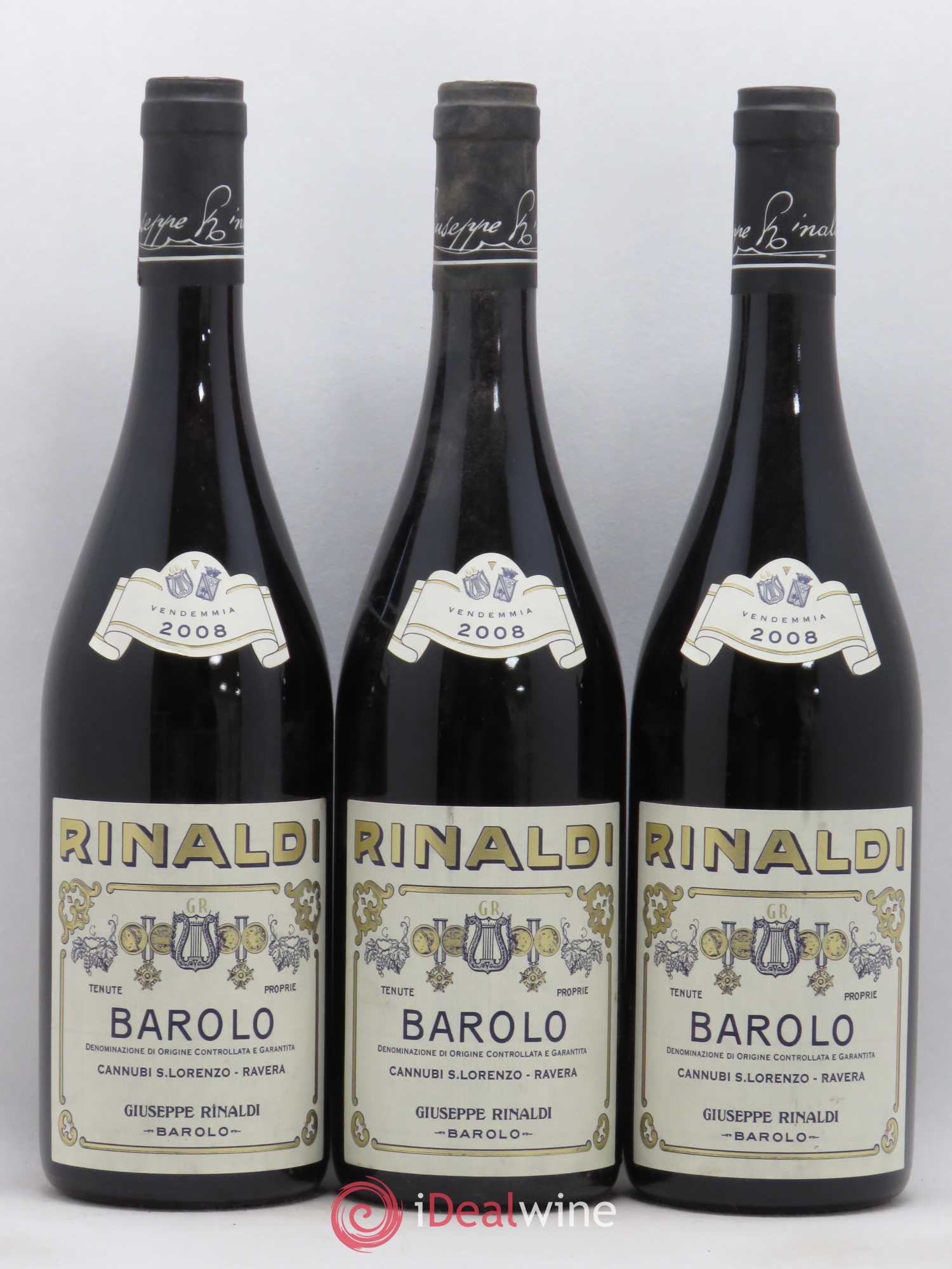 Barolo DOCG Cannubi San Lorenzo Ravera Giuseppe Rinaldi 2008 - Lot de 3 bouteilles - 0