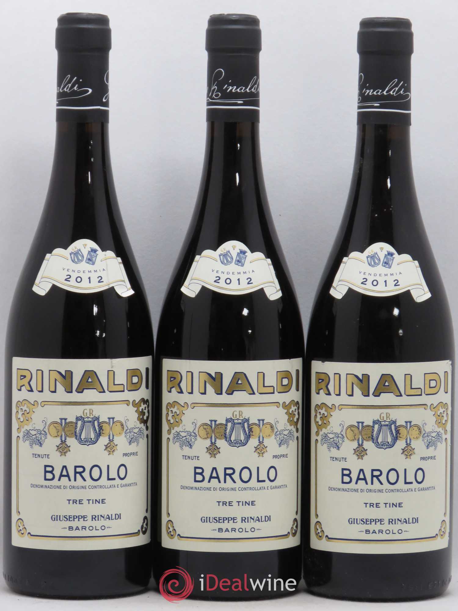 Barolo DOCG Tre Tine Giuseppe Rinaldi 2012 - Lot de 3 bouteilles - 0