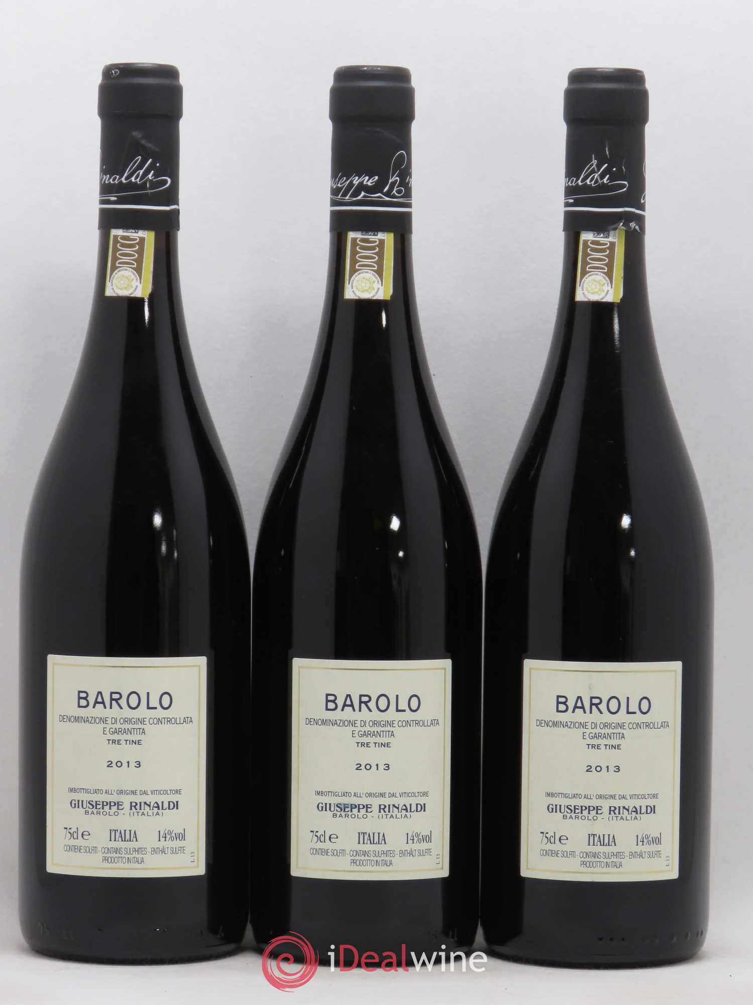 Barolo DOCG Tre Tine Giuseppe Rinaldi 2013 - Lot de 3 bouteilles - 1