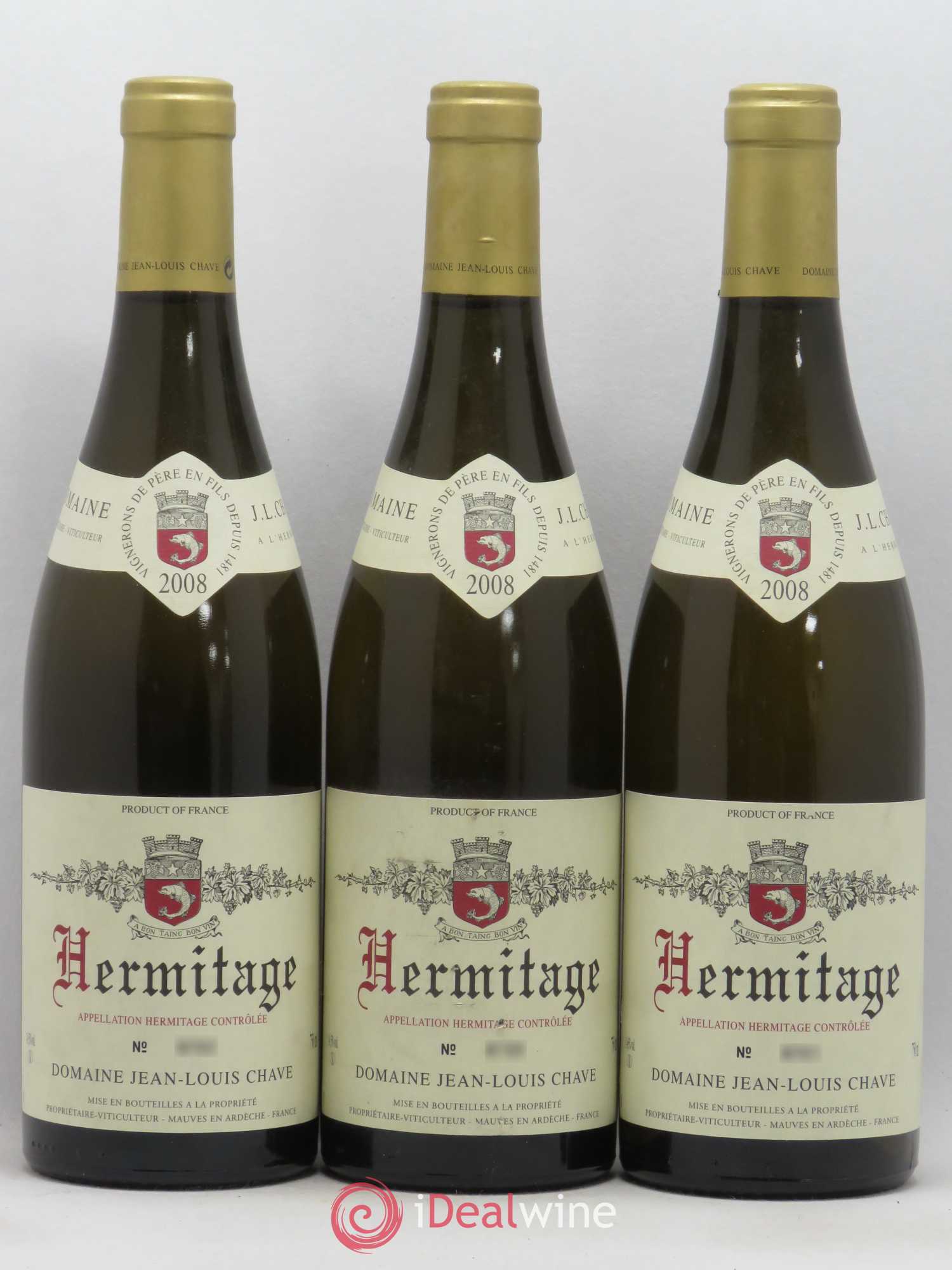 Hermitage Jean-Louis Chave 2008 - Lot de 3 bouteilles - 0