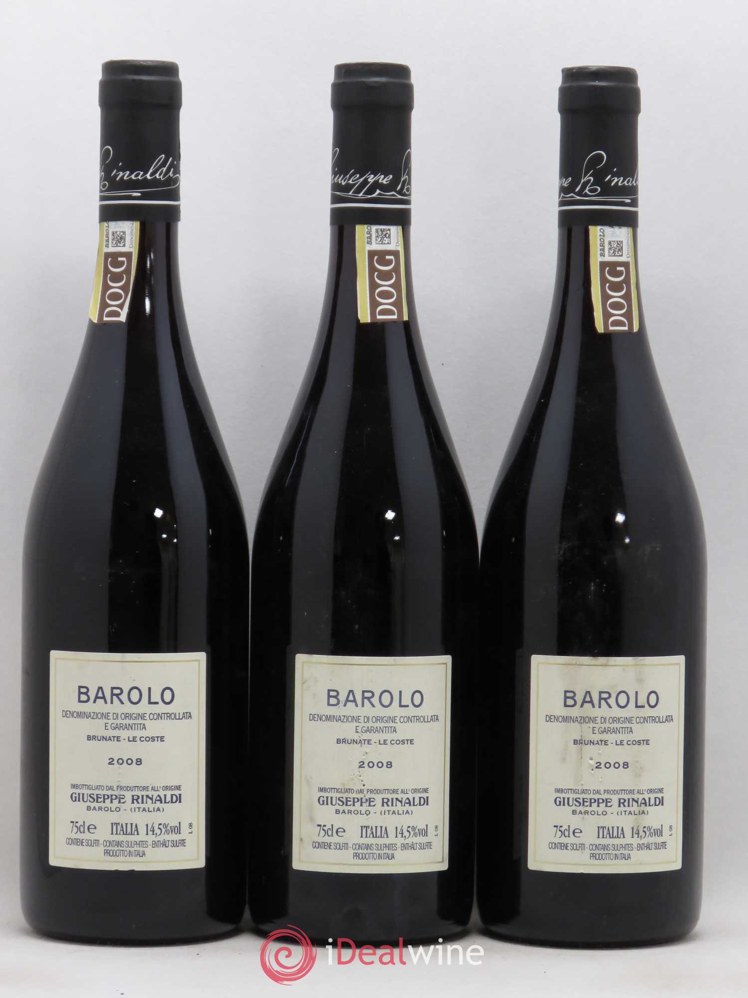 Barolo DOCG Brunate Giuseppe Rinaldi Le Coste 2008 - Lot de 3 bouteilles - 1