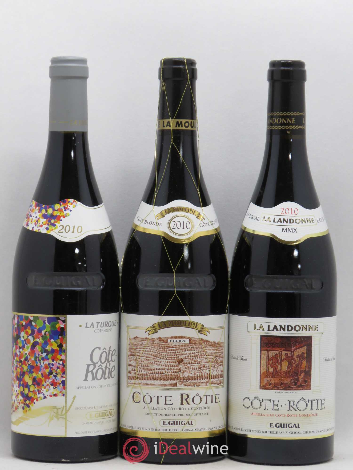 Côte-Rôtie Guigal Trilogie La Turque - La Landonne - La Mouline 2010 - Lot de 3 bouteilles - 0