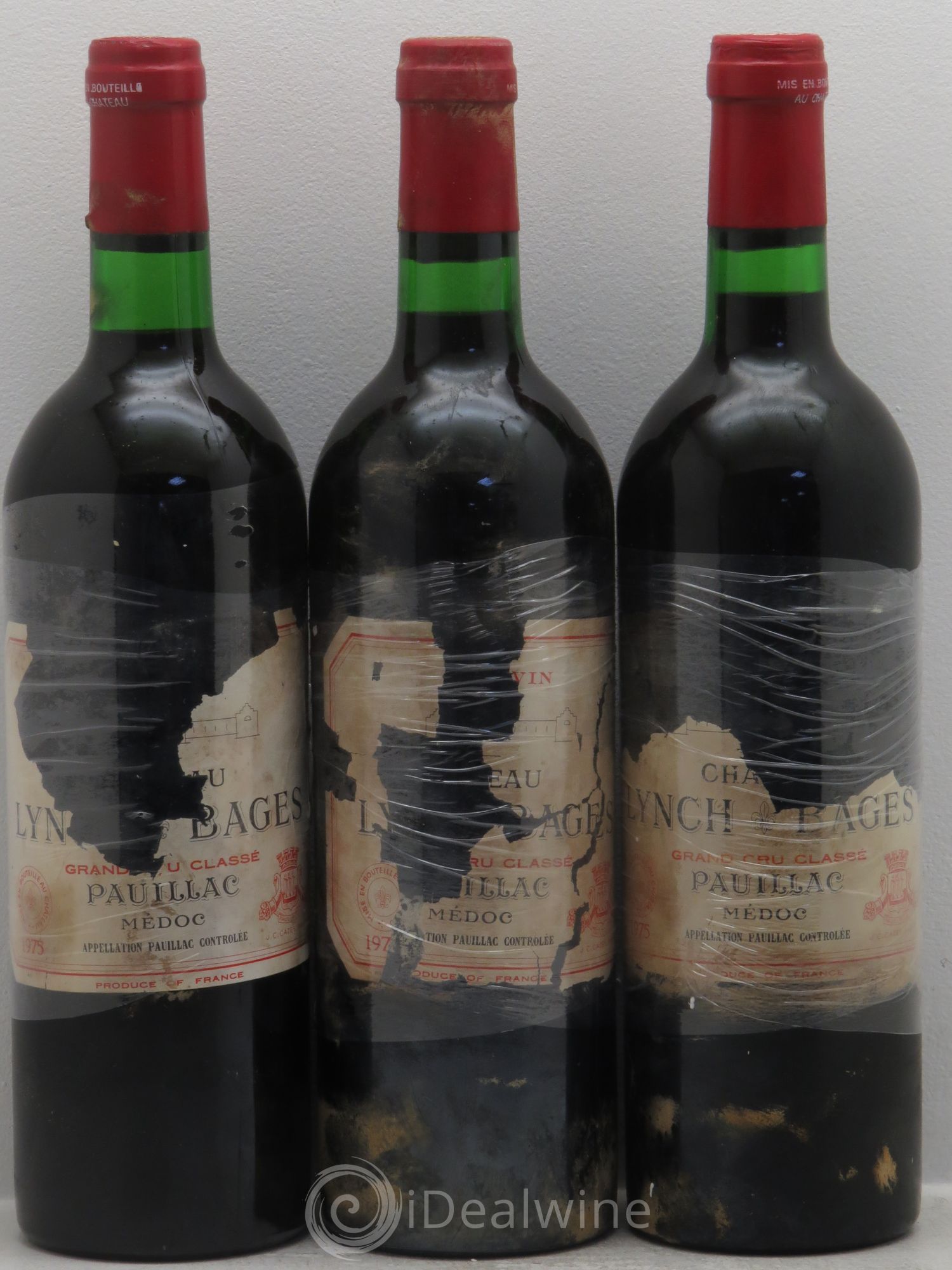Château Lynch Bages 5ème Grand Cru Classé 1975 - Lot de 3 bouteilles - 0