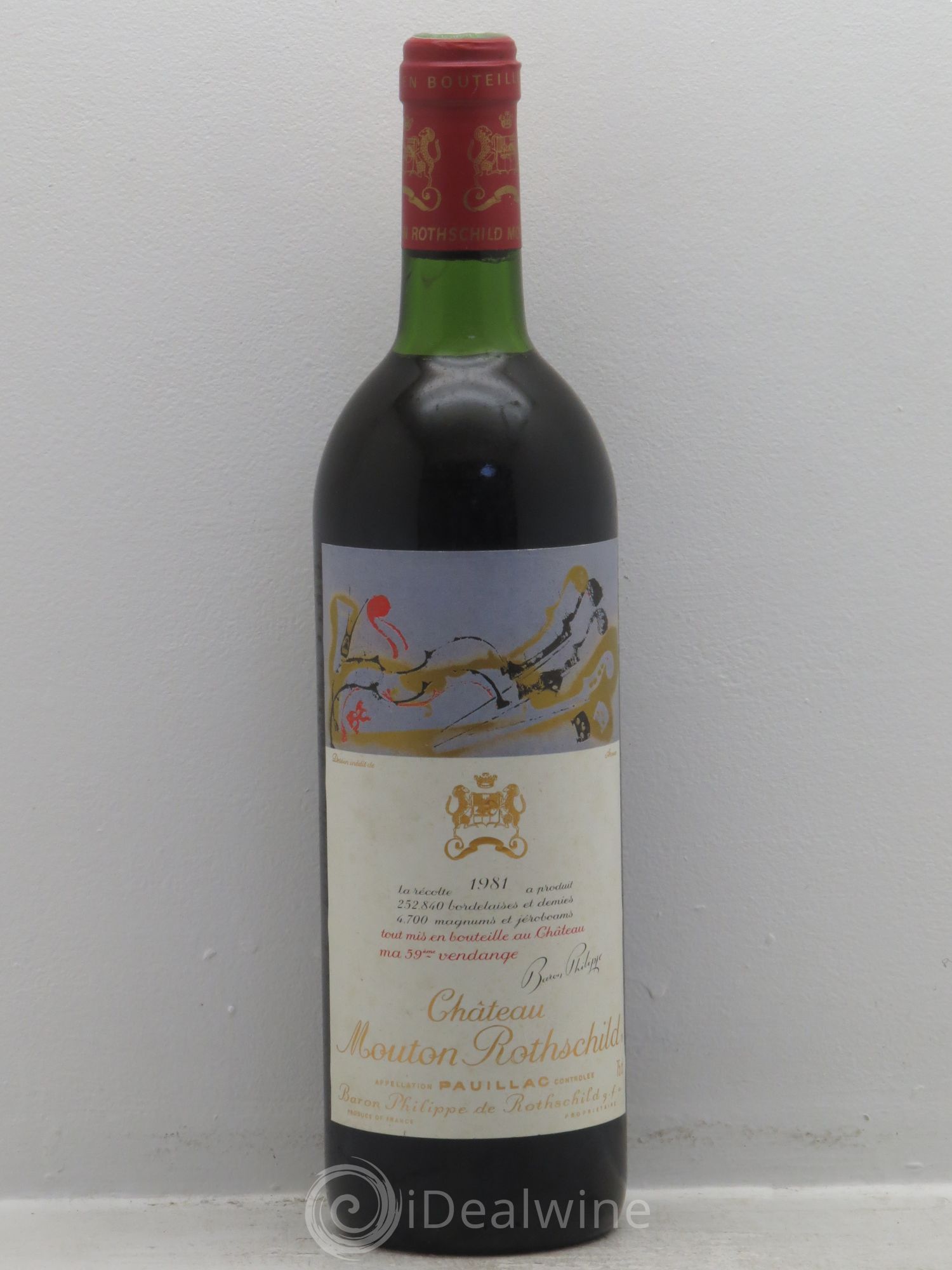 Château Mouton Rothschild 1er Grand Cru Classé 1981 - Lot de 1 bouteille - 0