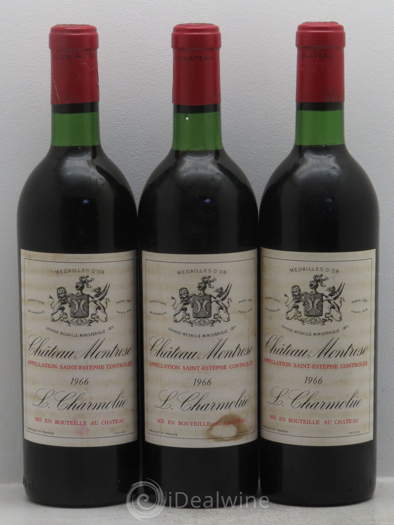 Château Montrose 2ème Grand Cru Classé 1966 - Lot de 3 bouteilles - 0