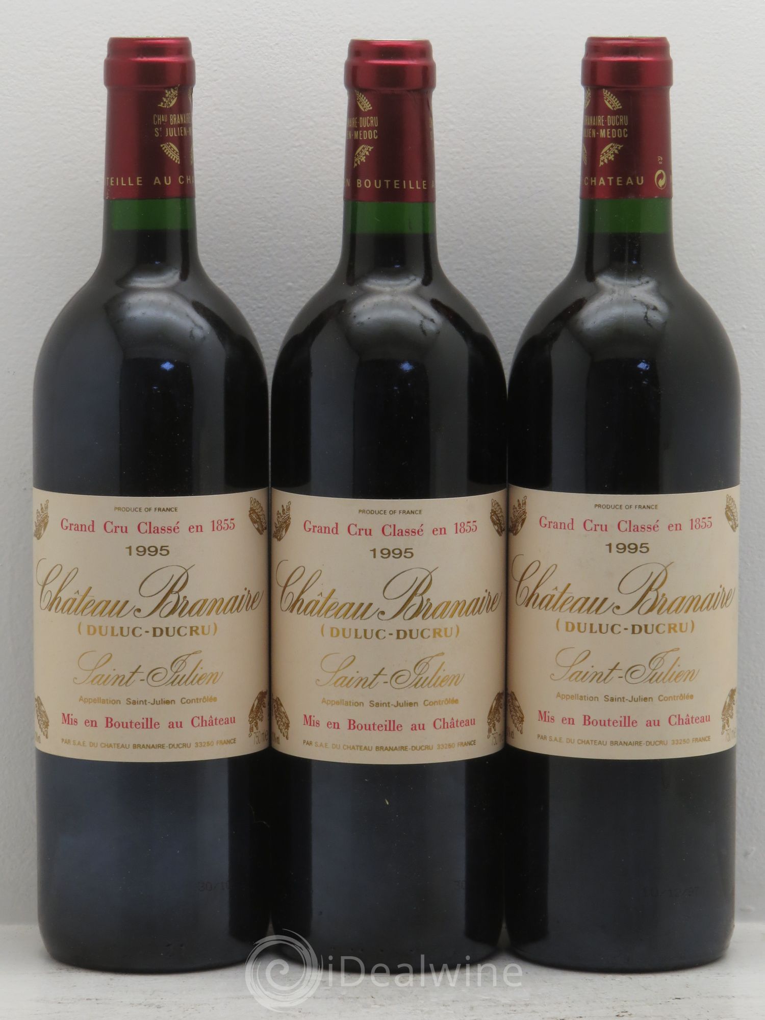 Château Branaire Ducru 4ème Grand Cru Classé 1995 - Lot de 3 bouteilles - 0