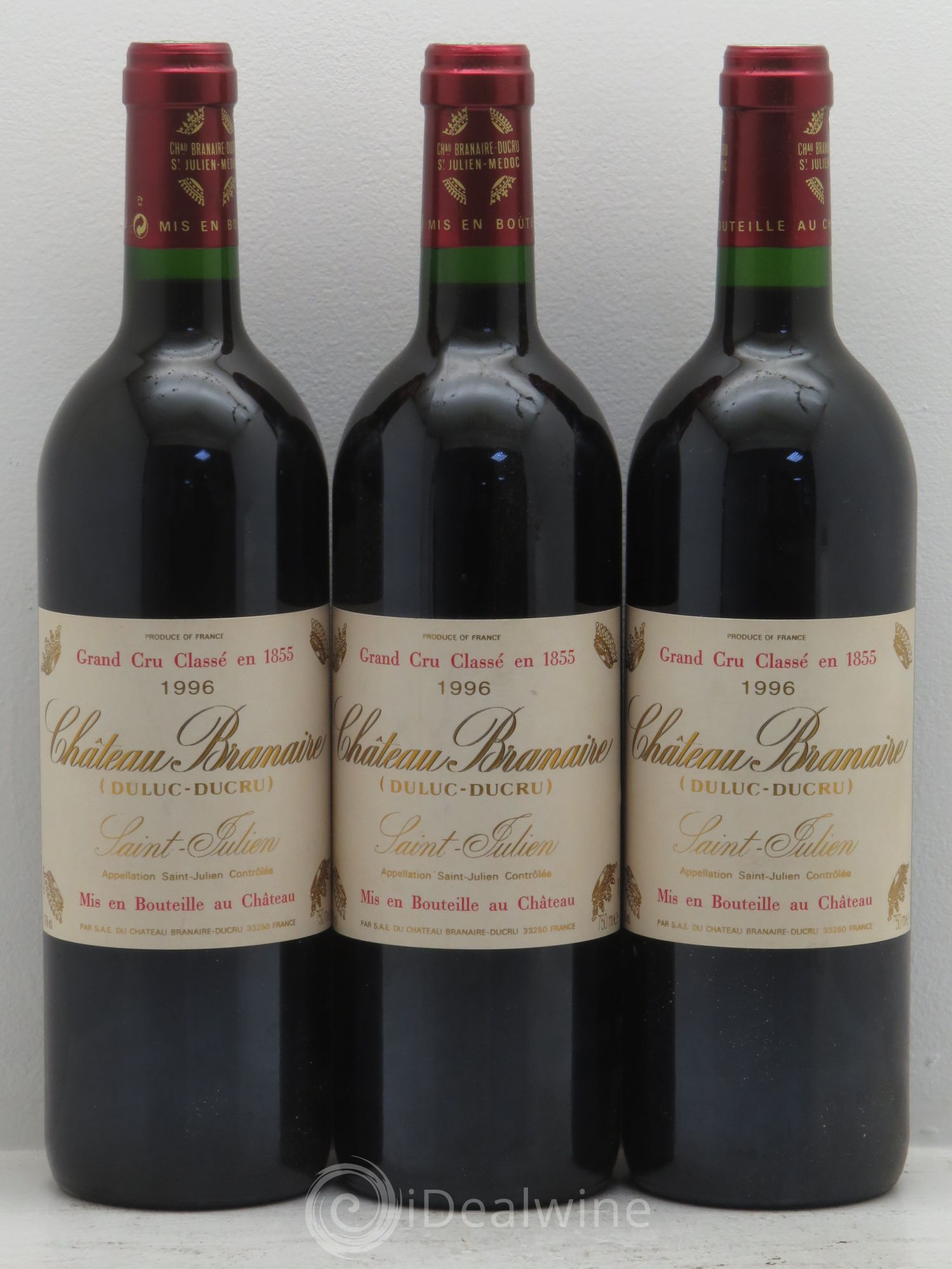 Château Branaire Ducru 4ème Grand Cru Classé 1996 - Lot de 3 bouteilles - 0