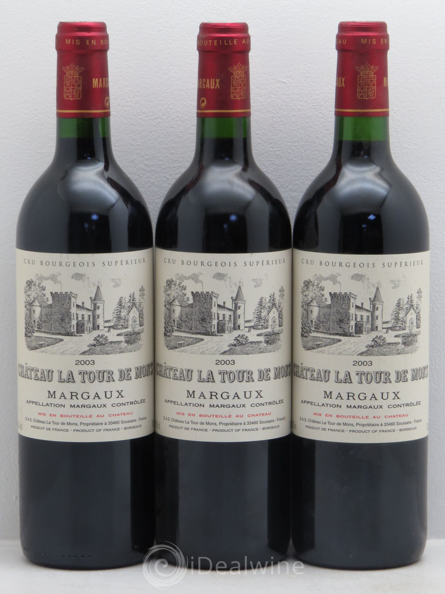 Château la Tour de Mons Cru Bourgeois 2003 - Lot de 3 bouteilles - 0