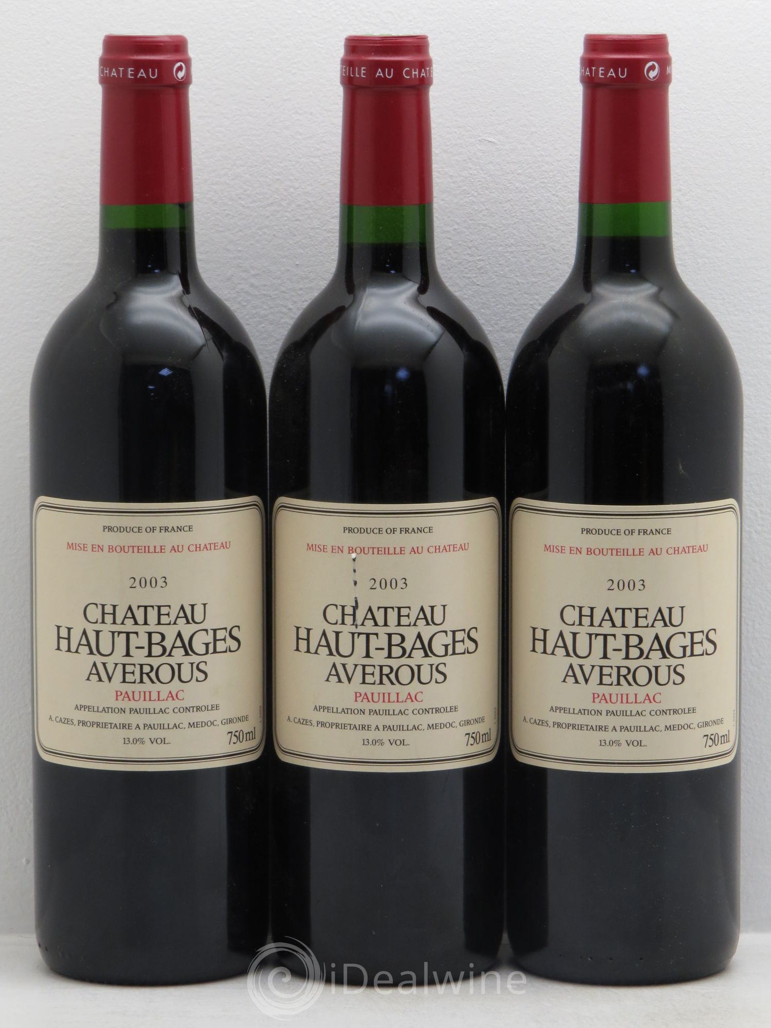 Château Haut Bages Averous Cru Bourgeois 2003 - Lot de 3 bouteilles - 0