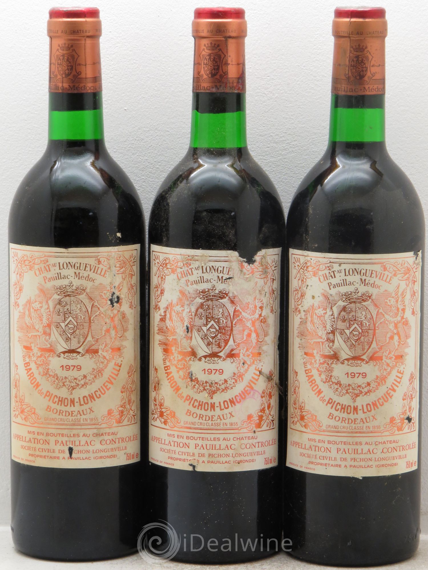 Pichon Longueville Baron 2ème Grand Cru Classé 1979 - Lot de 3 bouteilles - 0