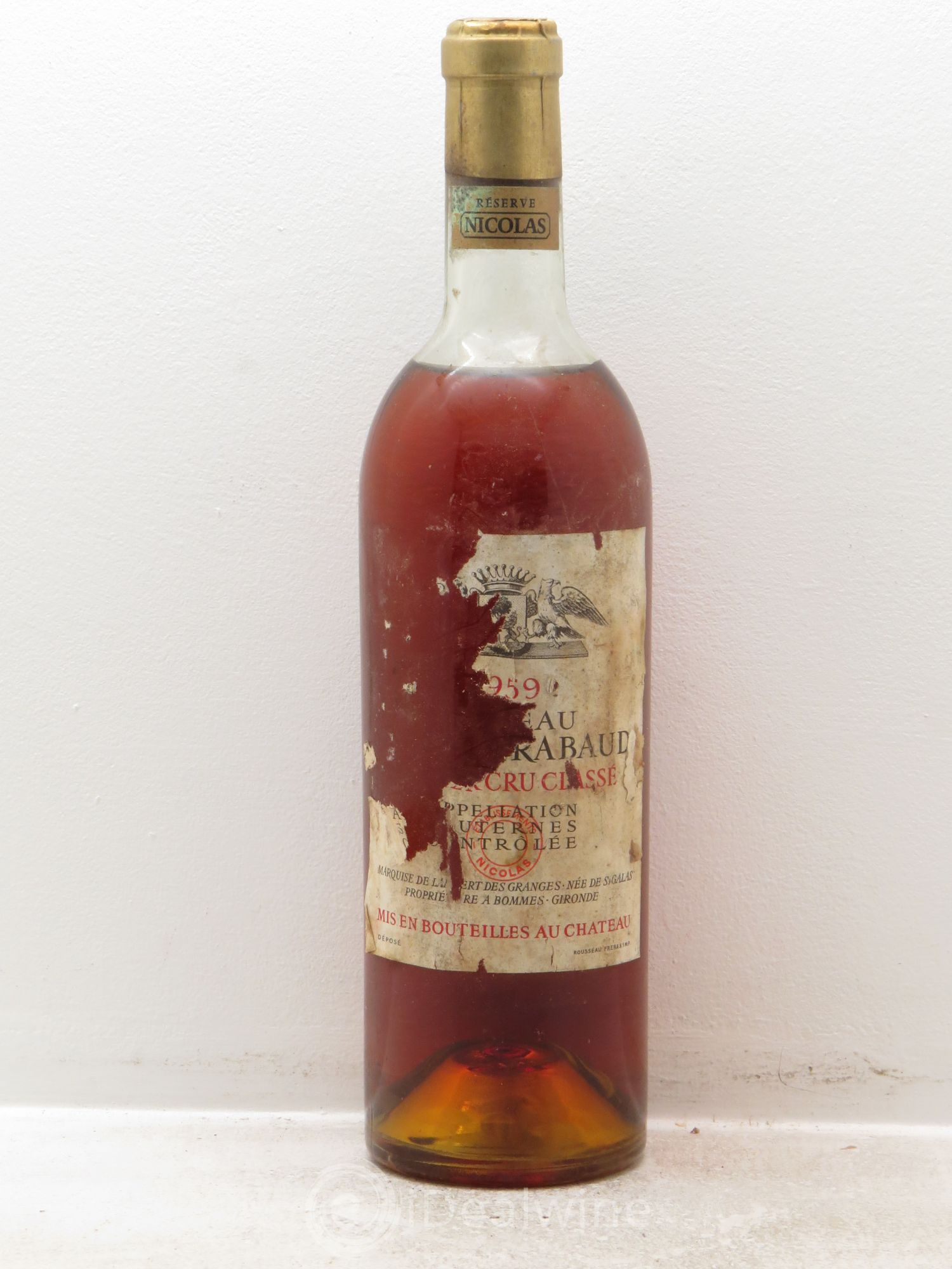 Château Sigalas Rabaud 1er Grand Cru Classé 1959 - Lotto di 1 bottiglia - 0