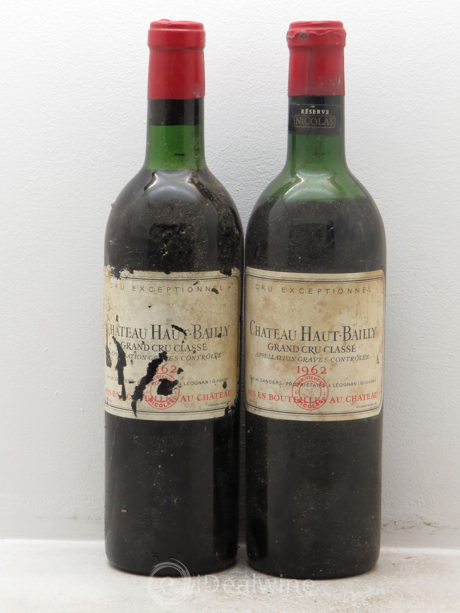 Château Haut-Bailly Cru Classé de Graves 1962 - Lot de 2 bouteilles - 0