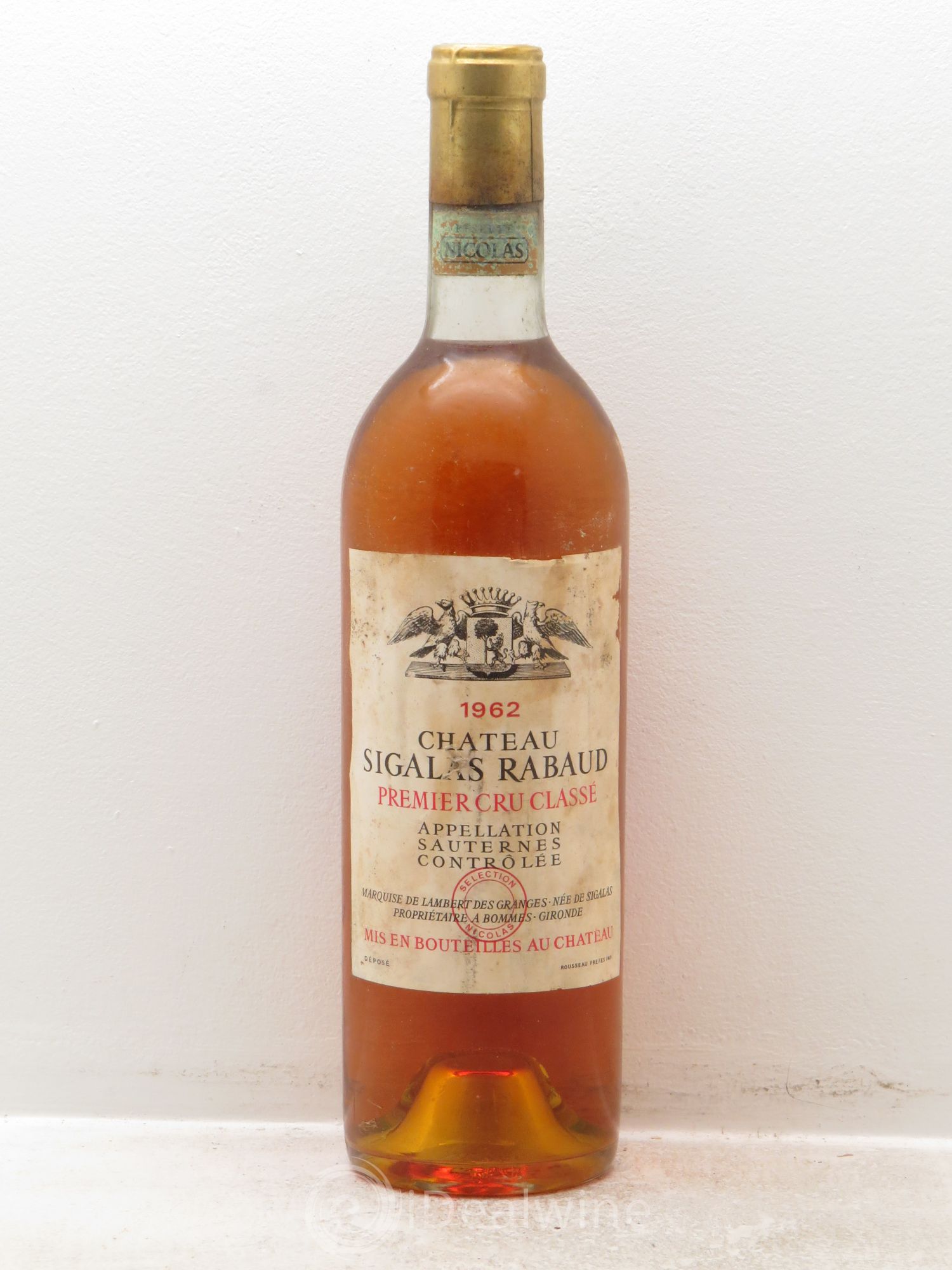 Château Sigalas Rabaud 1er Grand Cru Classé 1962 - Lotto di 1 bottiglia - 0