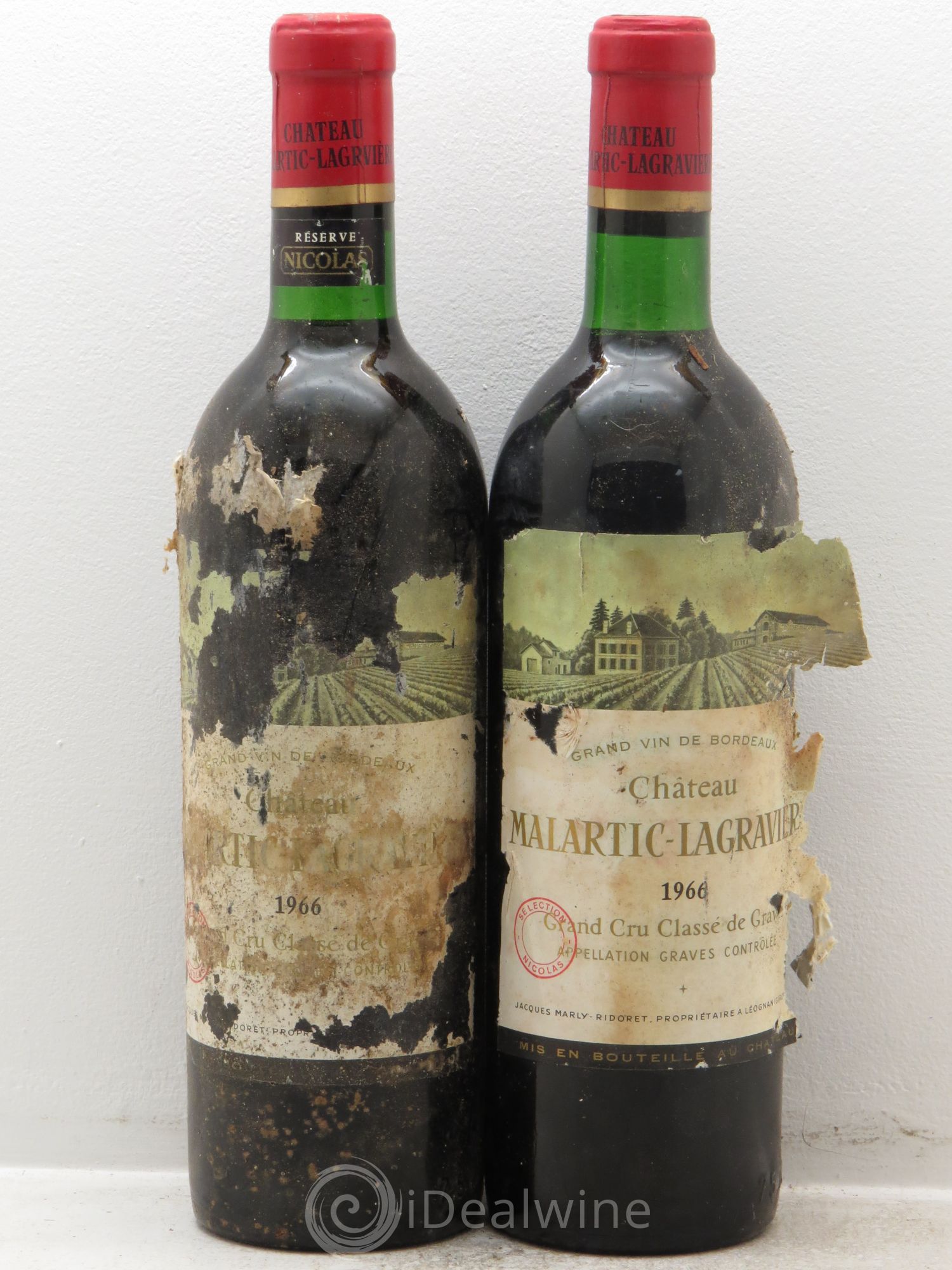 Château Malartic-Lagravière Cru Classé de Graves 1966 - Lot de 2 bouteilles - 0