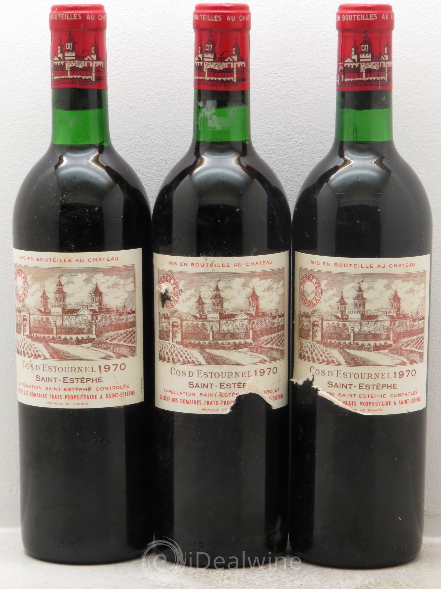 Cos d'Estournel 2ème Grand Cru Classé 1970 - Lot de 3 bouteilles - 0