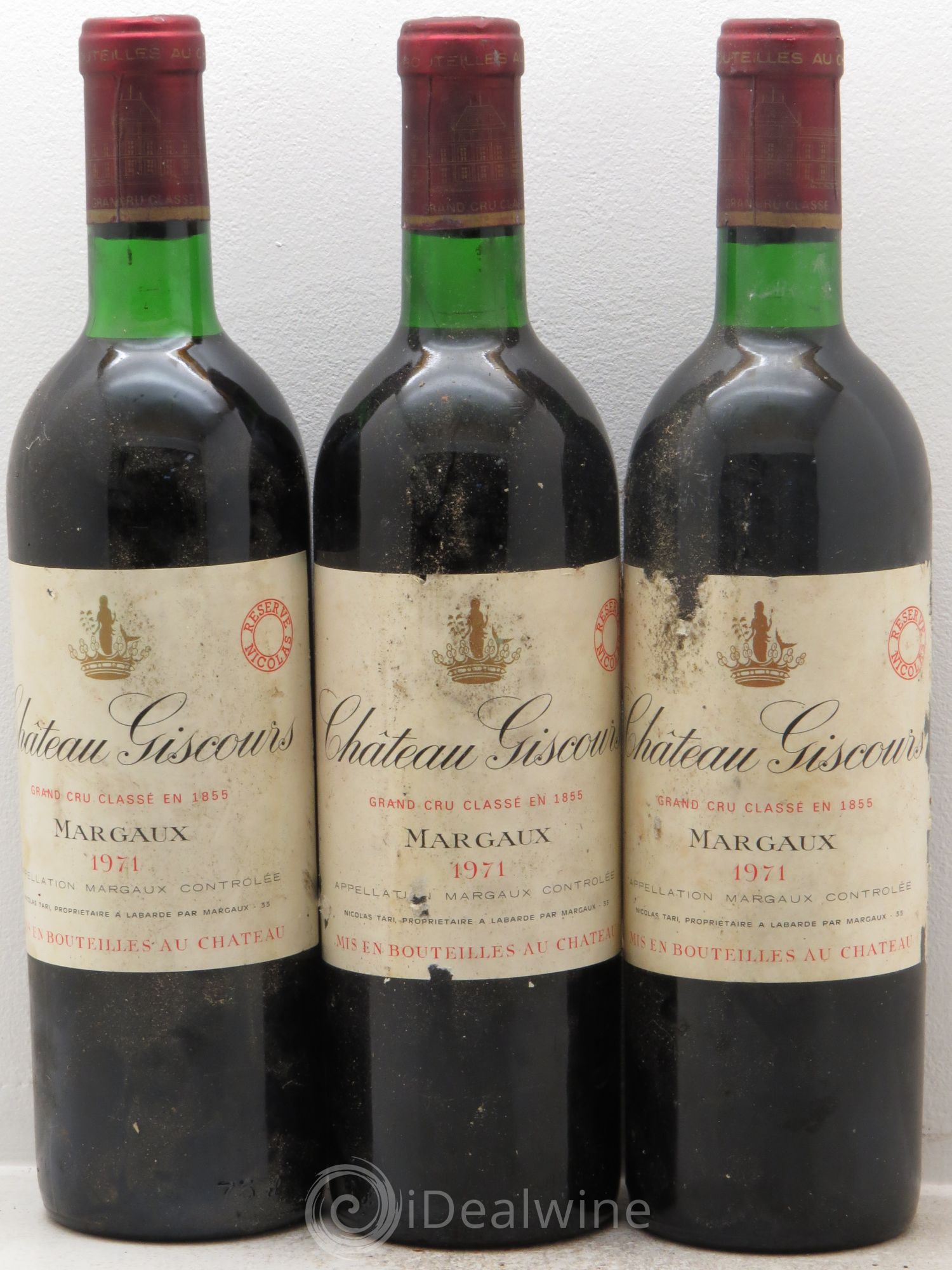 Château Giscours 3ème Grand Cru Classé 1971 - Lot de 3 bouteilles - 0