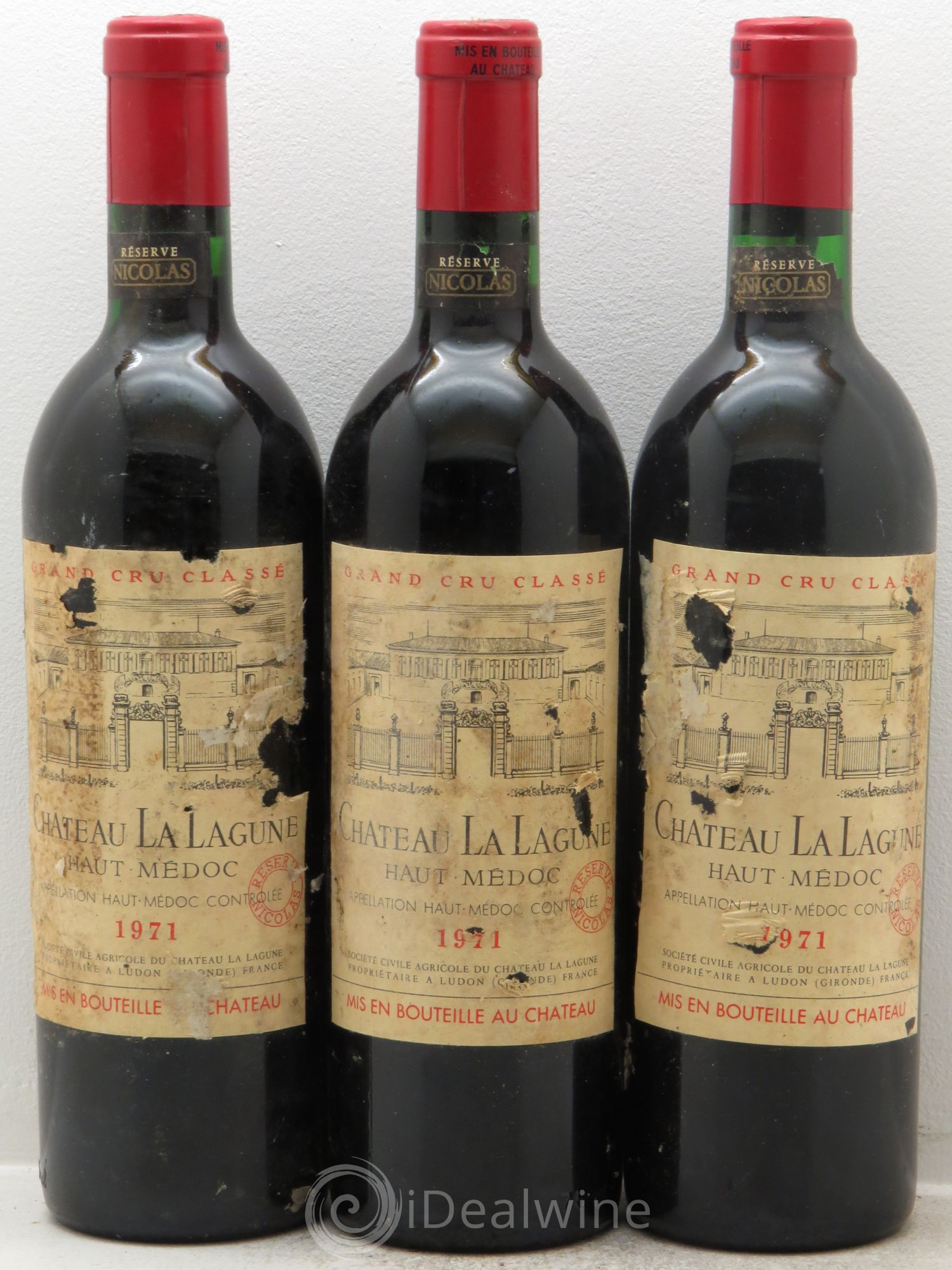 Château la Lagune 3ème Grand Cru Classé 1971 - Lot de 3 bouteilles - 0