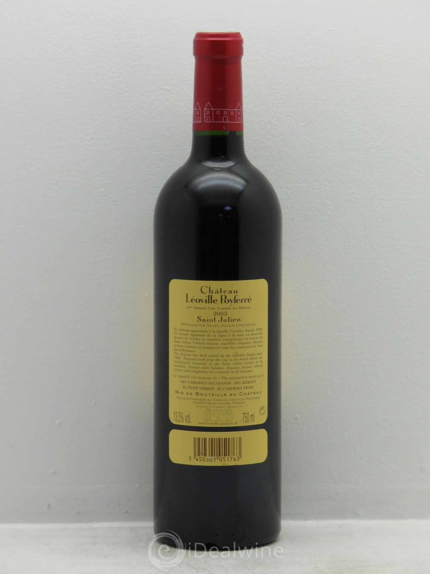Château Léoville Poyferré 2ème Grand Cru Classé 2003 - Lot de 1 bouteille - 1