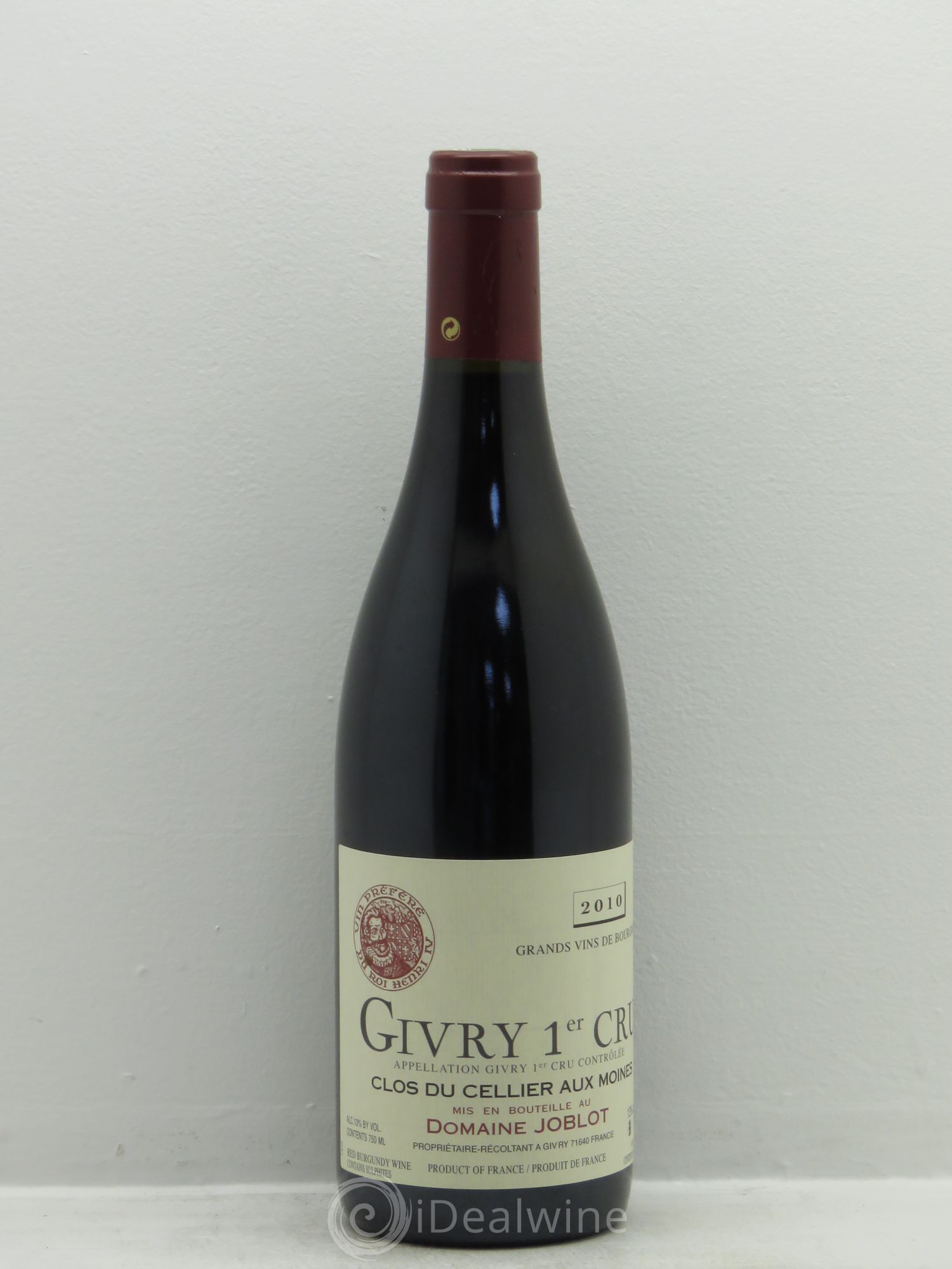 Givry 1er Cru Clos du Cellier aux Moines Joblot (Domaine) 2010 - Lot de 1 bouteille - 0