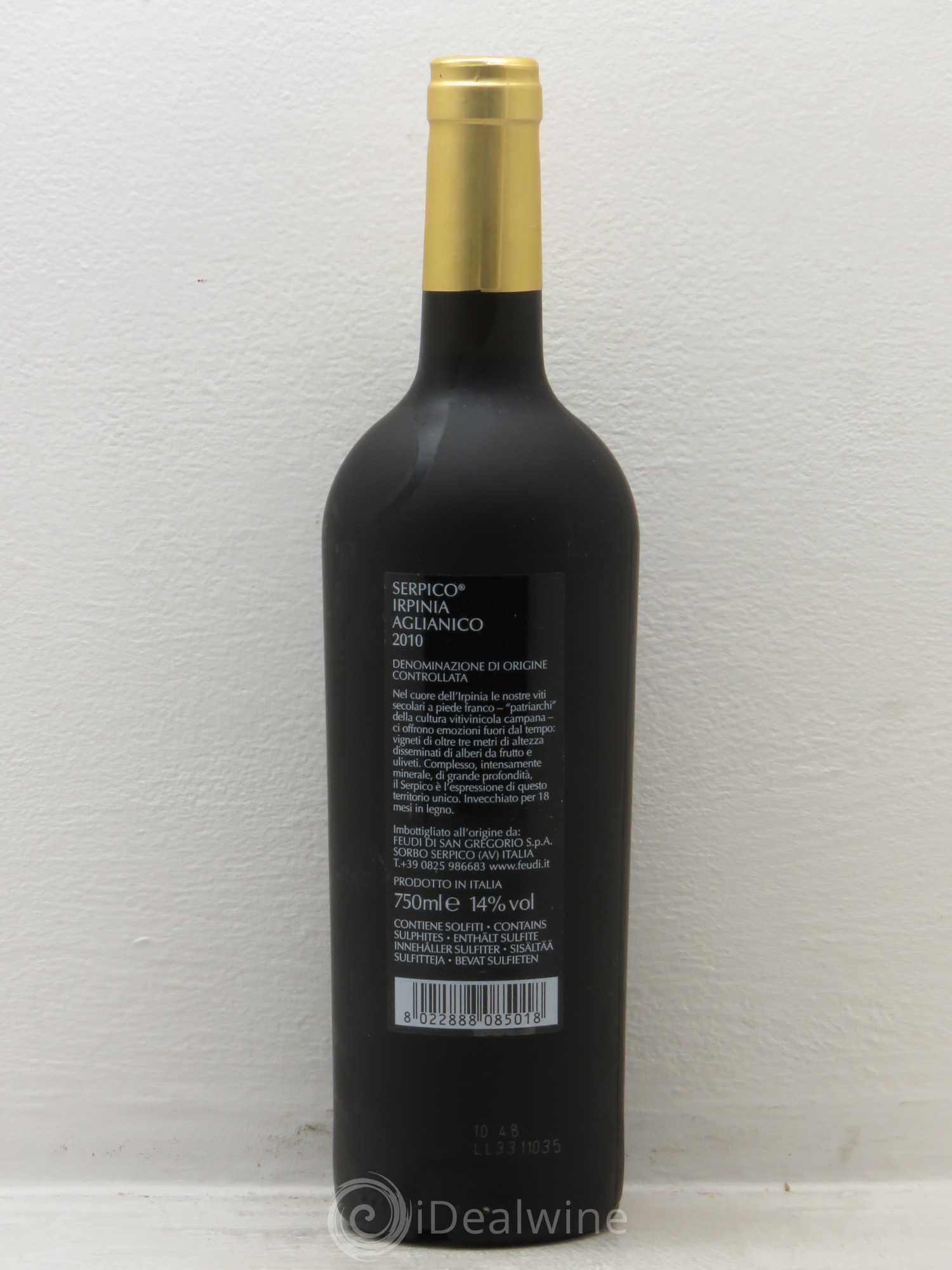 Italie Feudi San Gregorio Serpico Irpinia Aglianico 2010 - Posten von 1 Flasche - 1