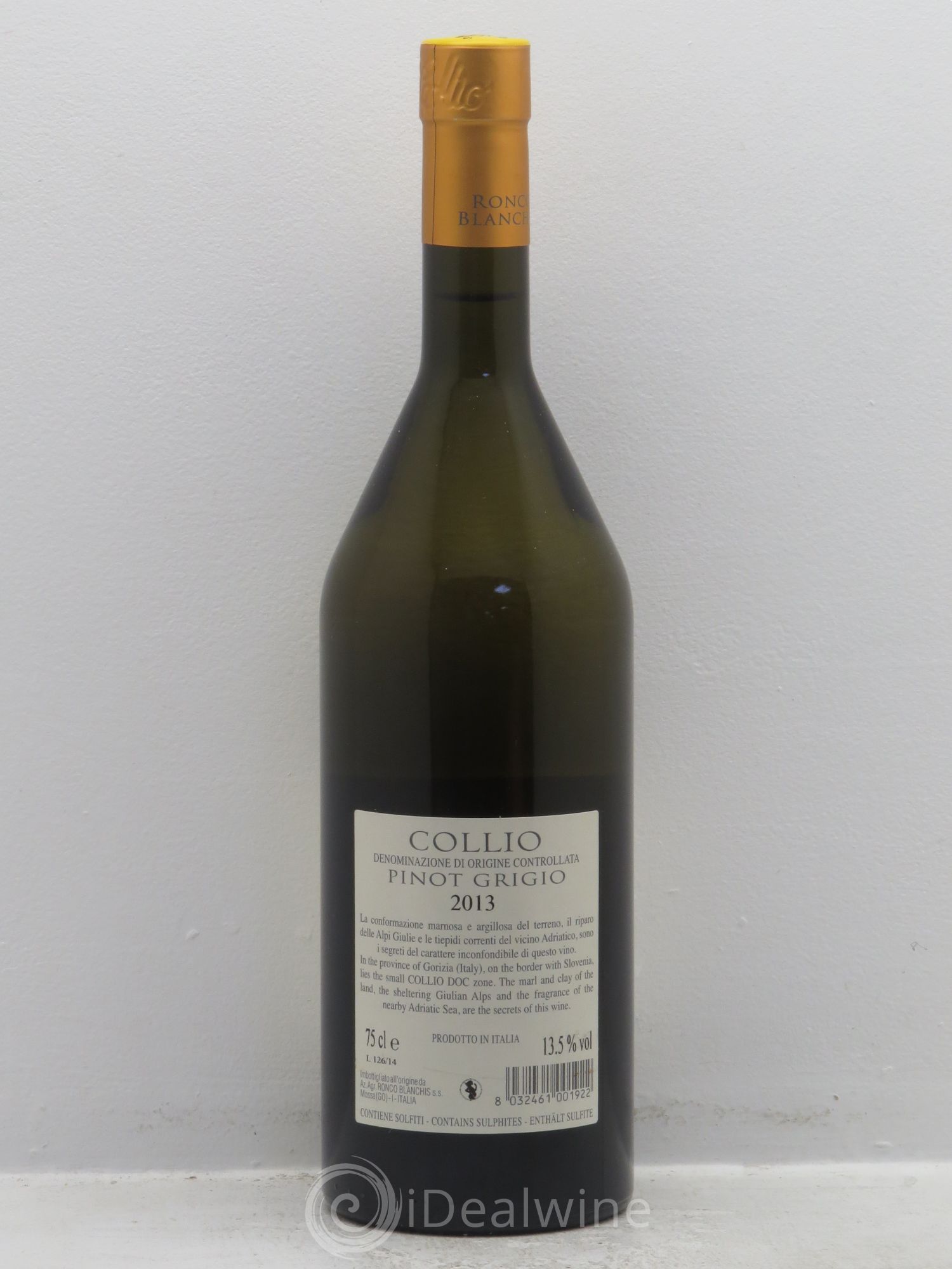 Italie Pinot Grigio Collio Ronco Blanchis 2013 - Posten von 1 Flasche - 1