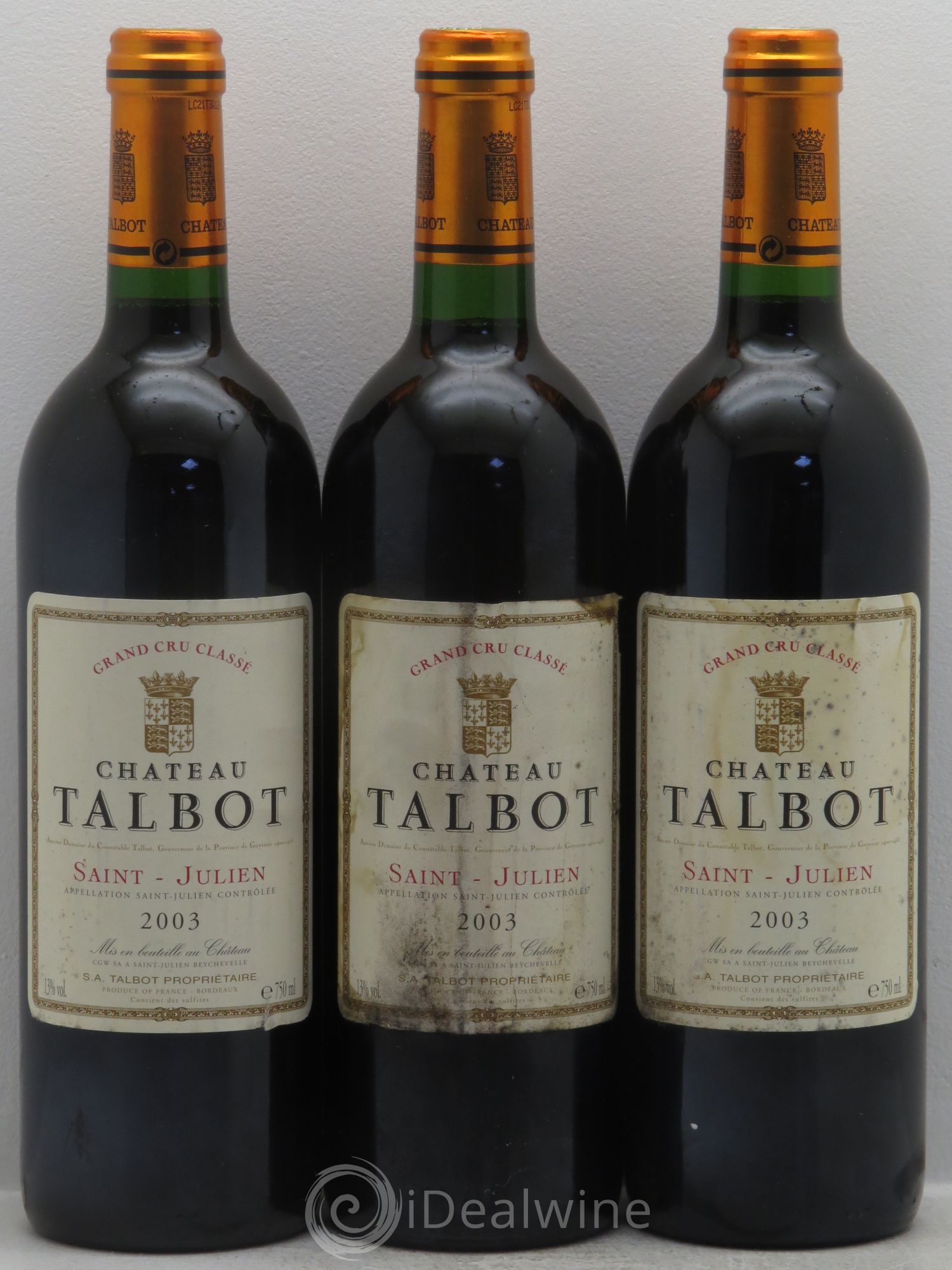 Château Talbot 4ème Grand Cru Classé 2003 - Lot de 3 bouteilles - 0