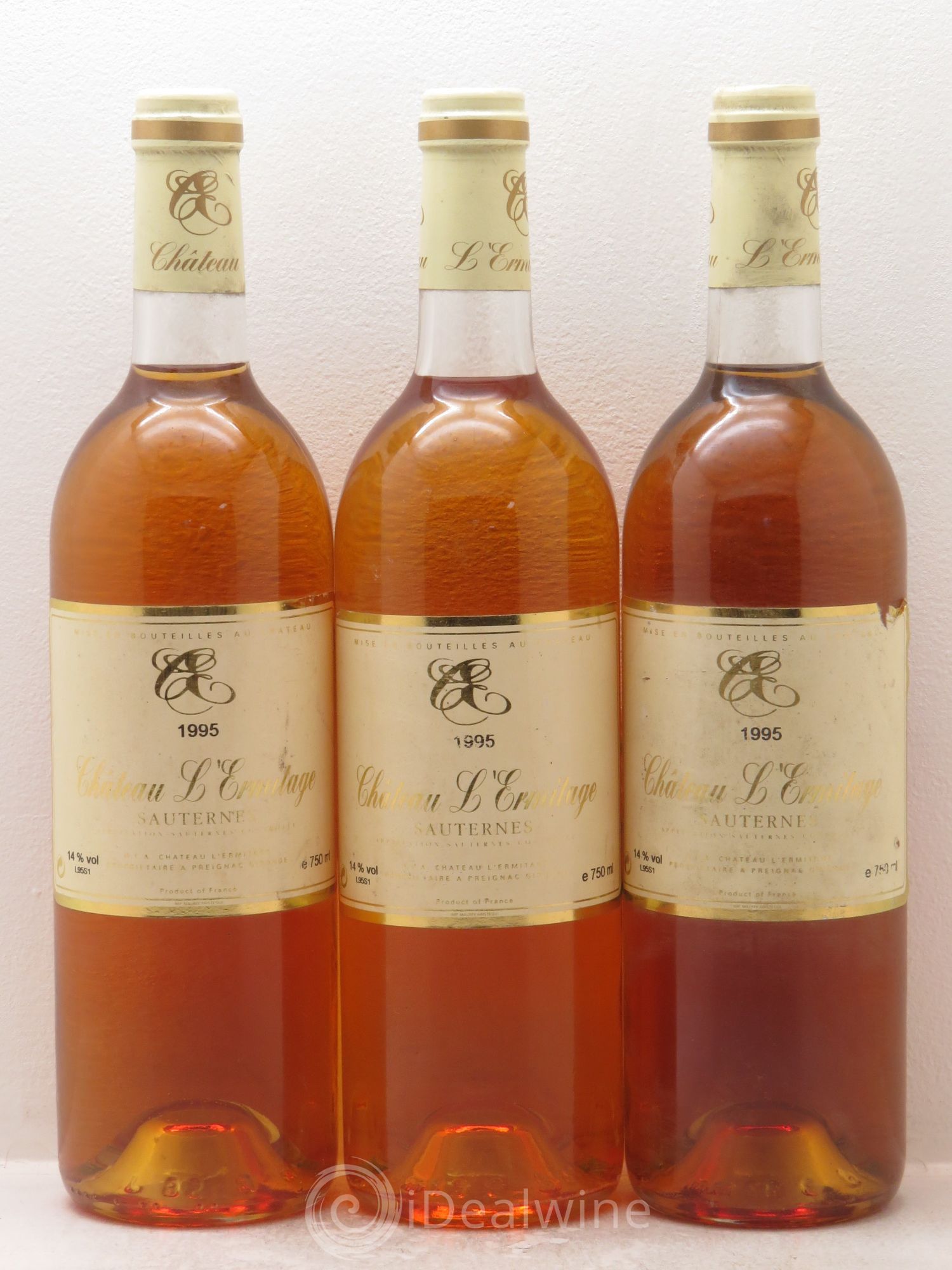 Sauternes Château L'Ermitage 1995 - Lotto di 3 bottiglie - 0