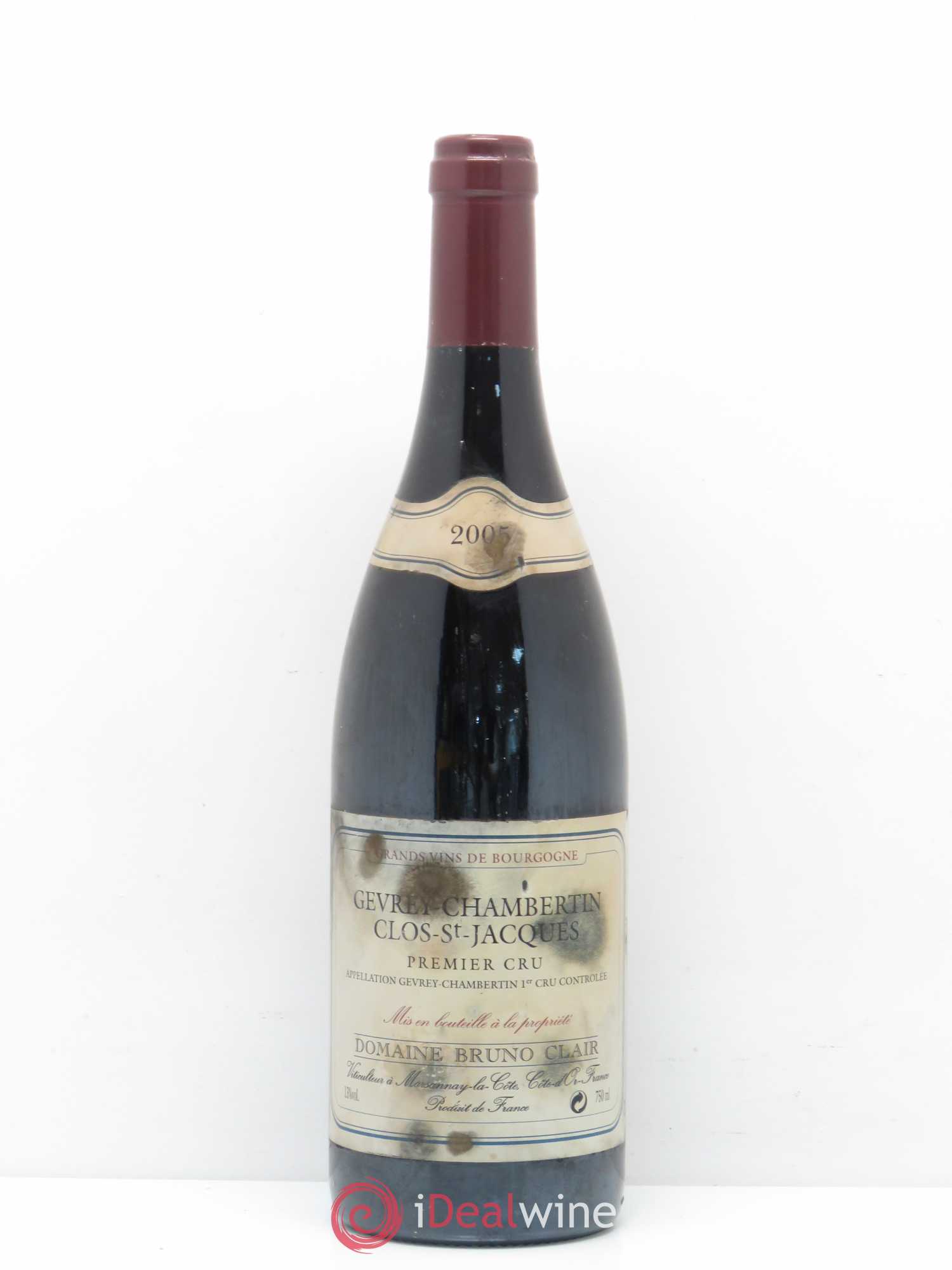 Gevrey-Chambertin 1er Cru Clos Saint-Jacques Bruno Clair (Domaine) 2005 - Lot de 1 bouteille - 0
