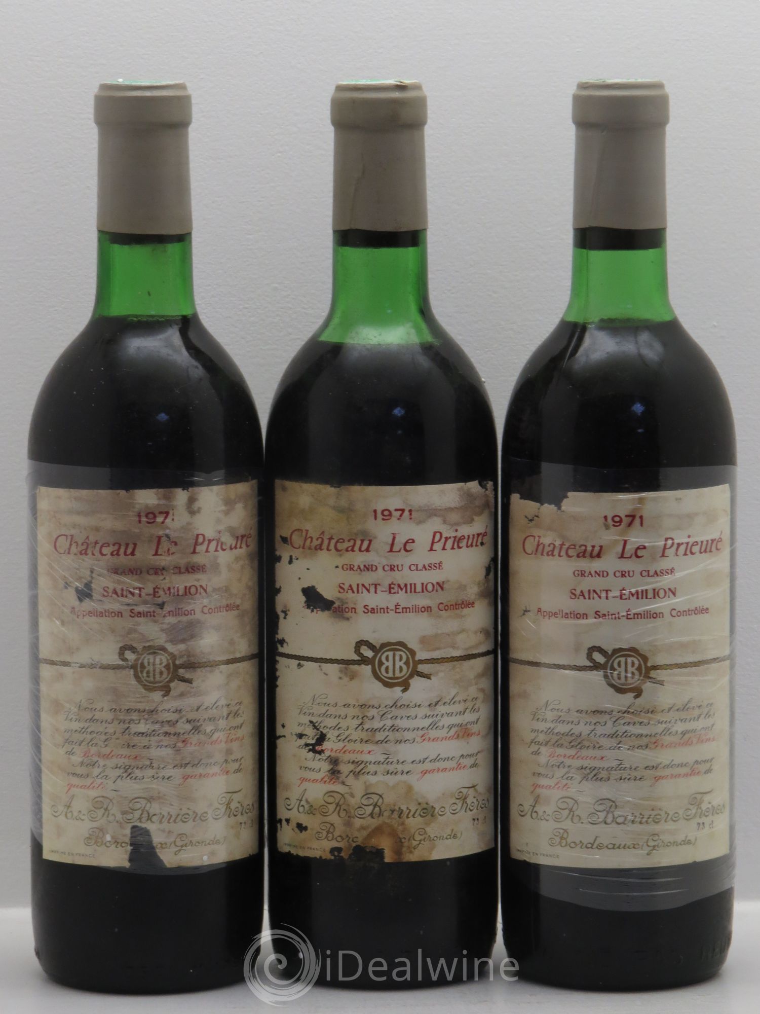 Château le Prieuré Grand Cru Classé 1971 - Lot de 3 bouteilles - 0