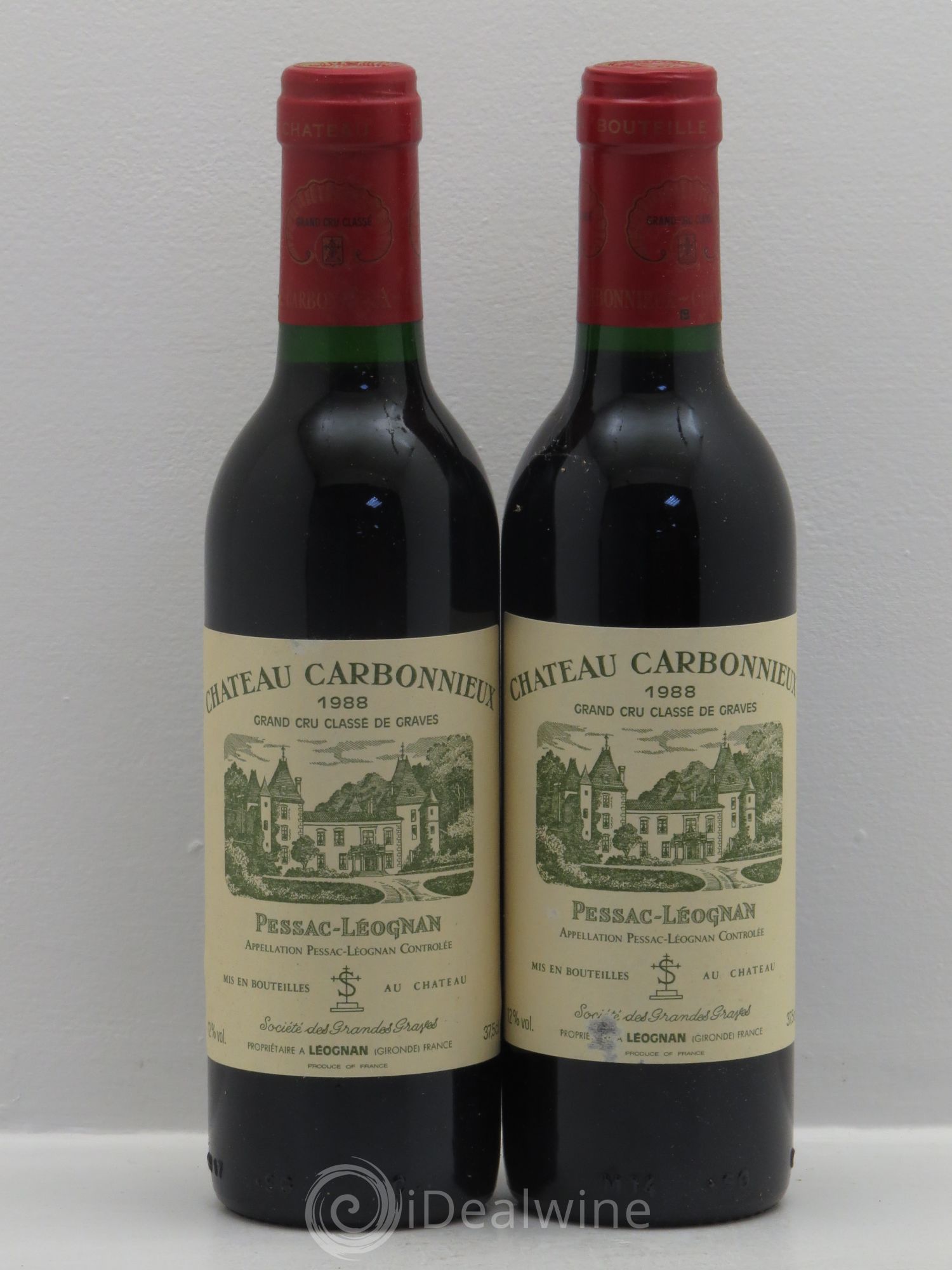 Château Carbonnieux Cru Classé de Graves 1988 - Lot de 2 demi bouteilles - 0